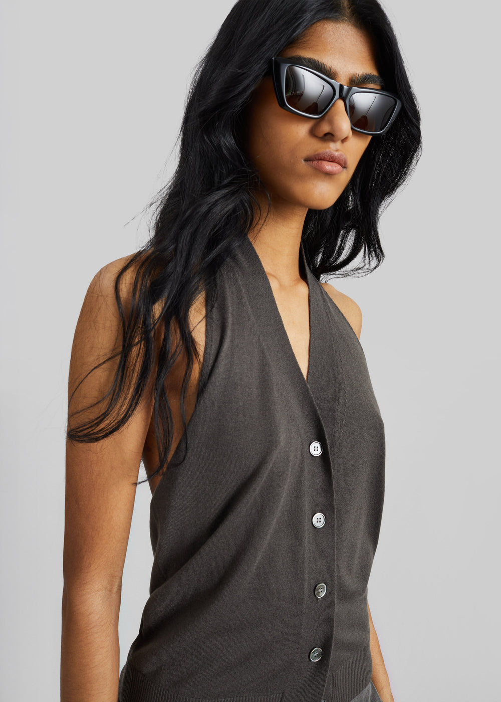 Top dos nu Nimi en maille - Anthracite - 1