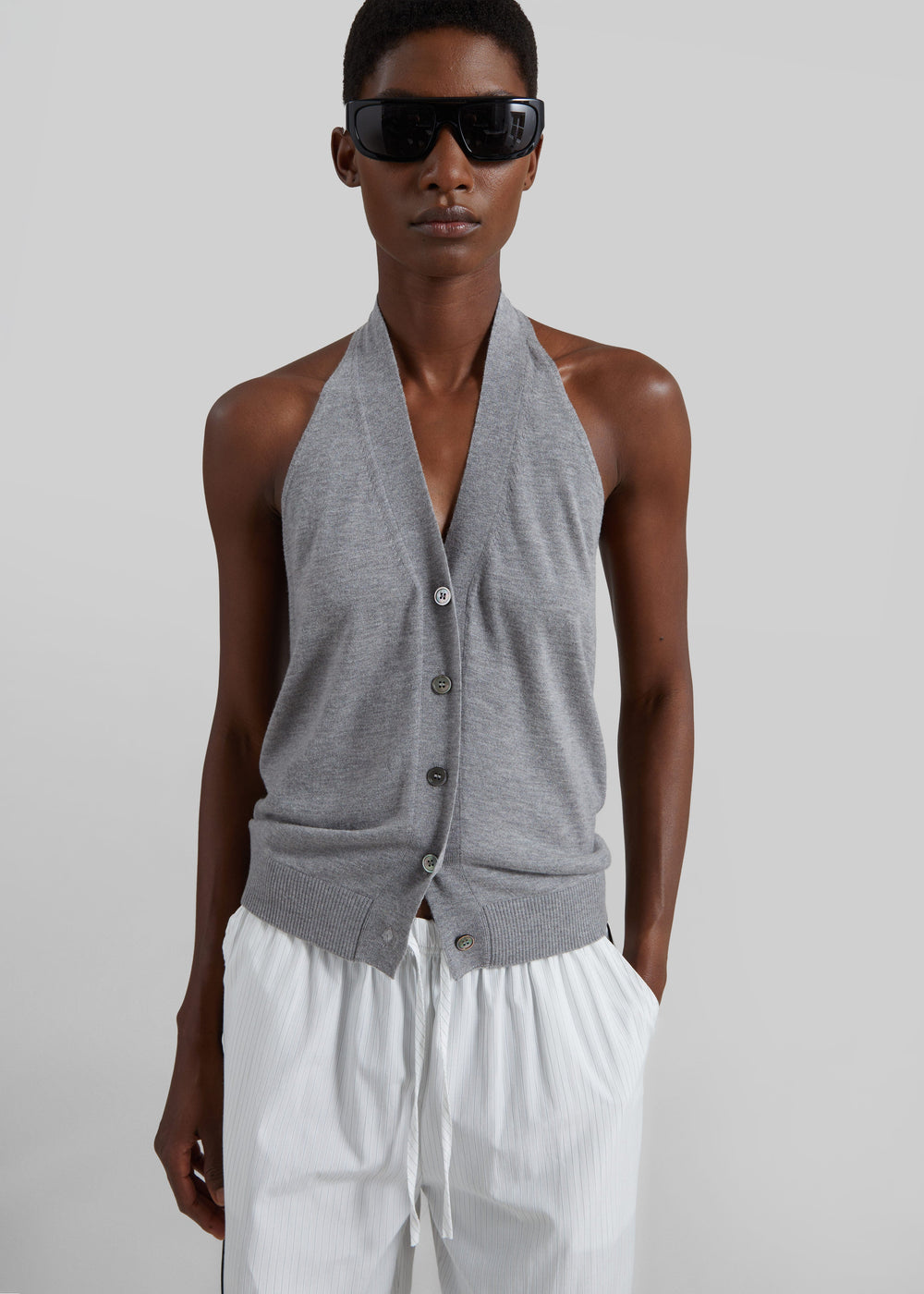Nimi Knit Halter Top - Grey