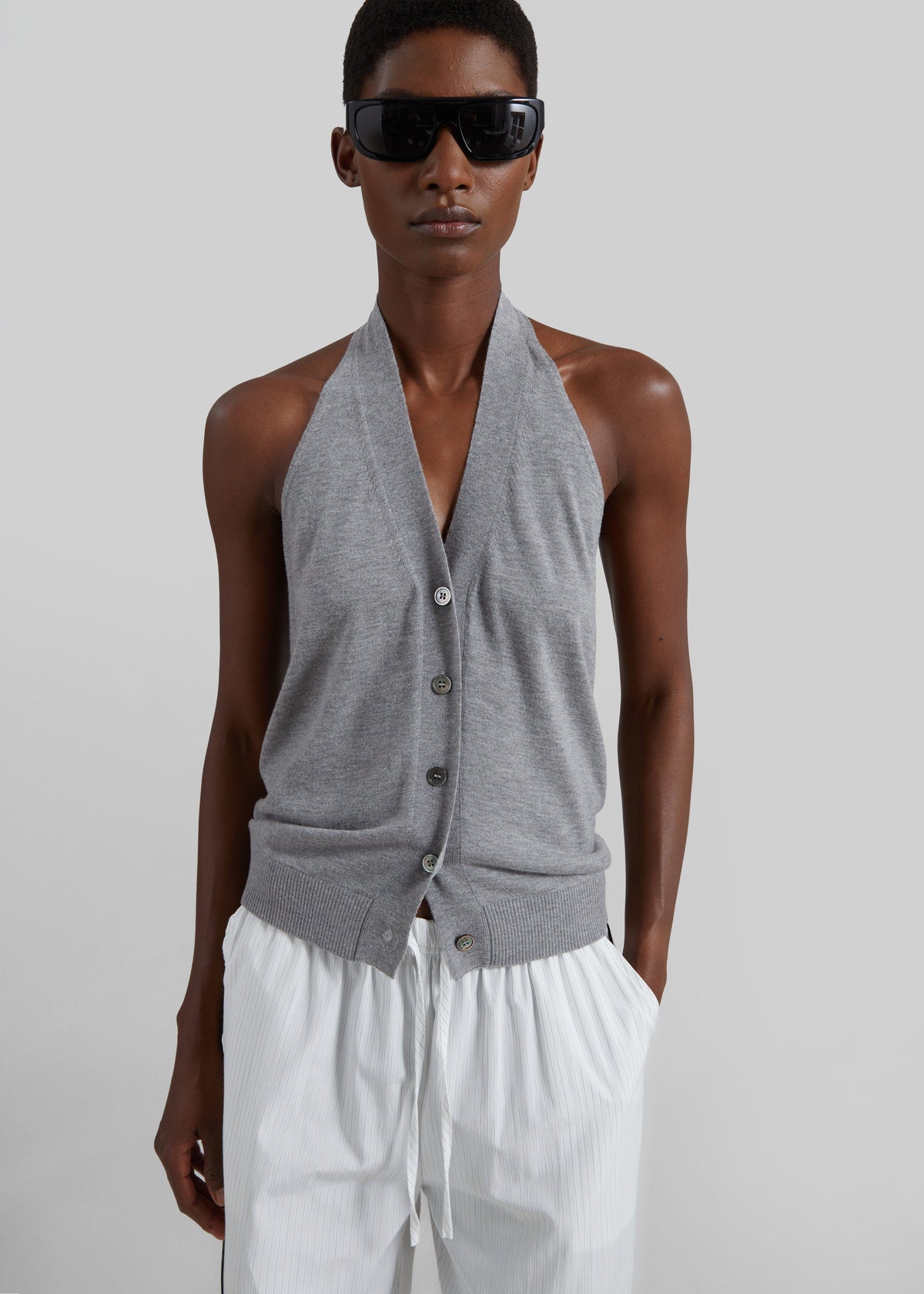 Nimi Knit Halter Top - Grey - 1