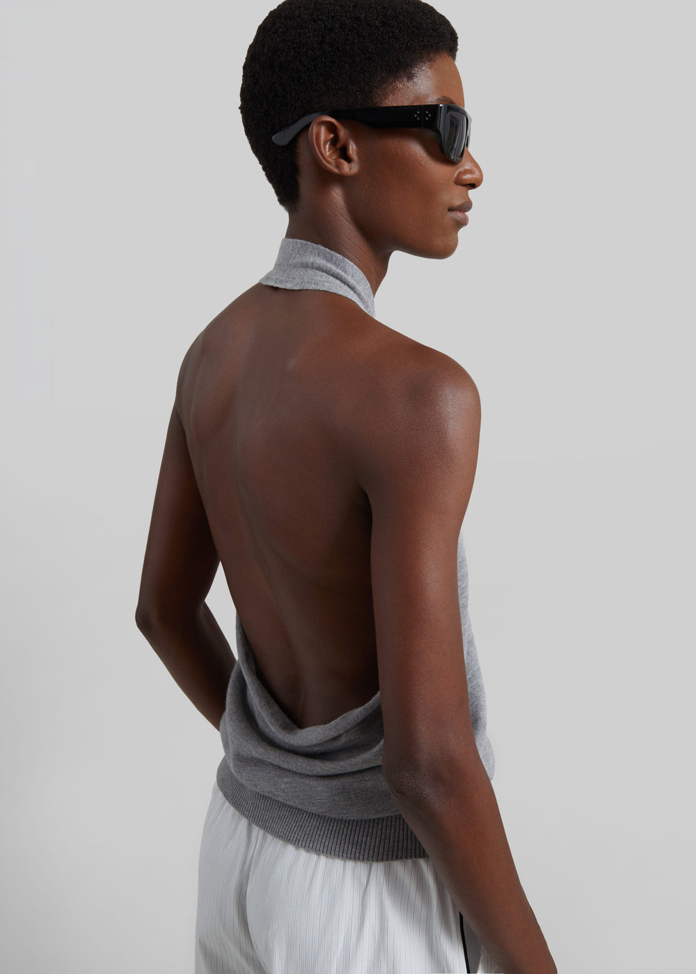 Nimi Knit Halter Top - Grey - 1
