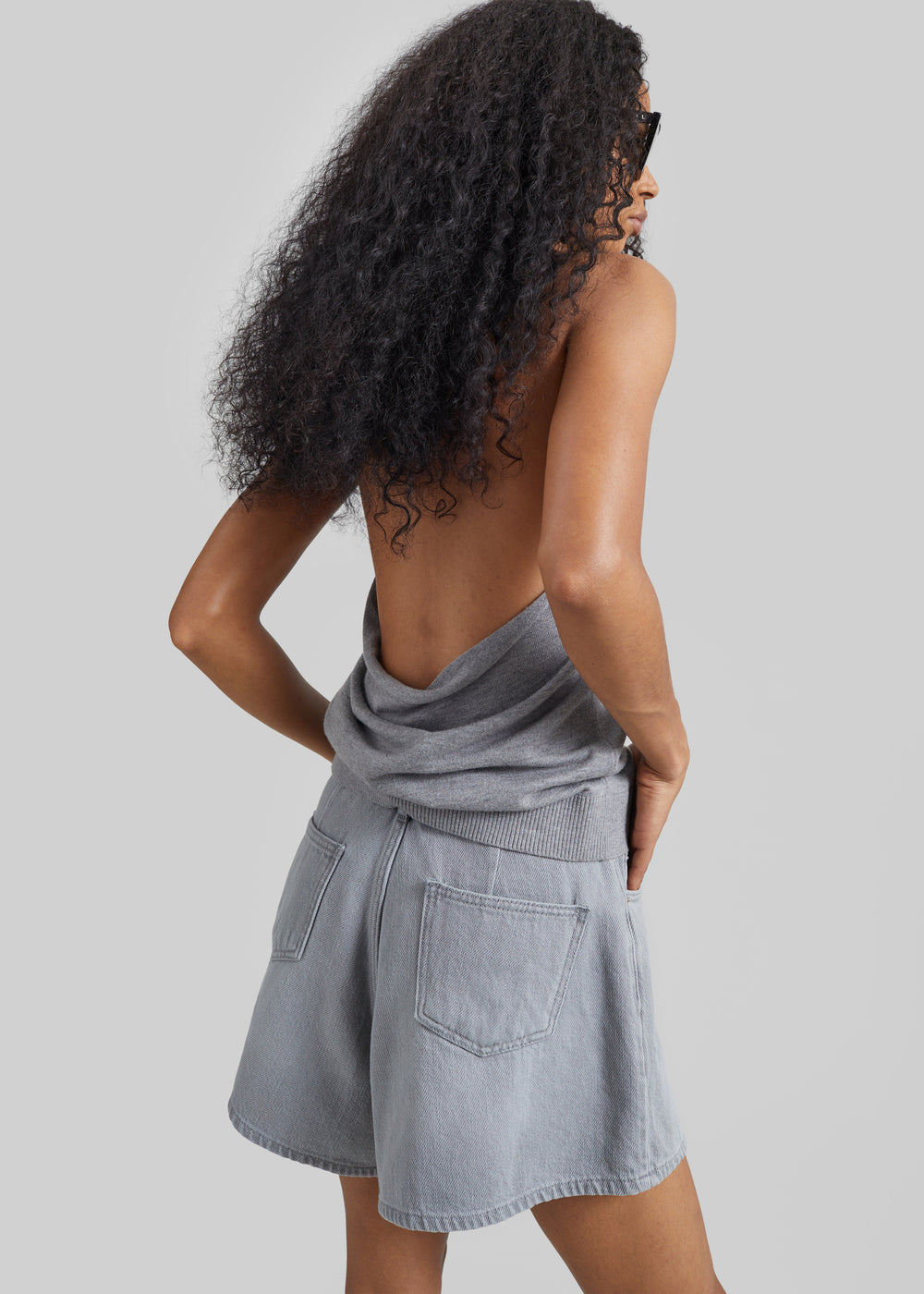 Top dos nu Nimi en maille - Gris - 1