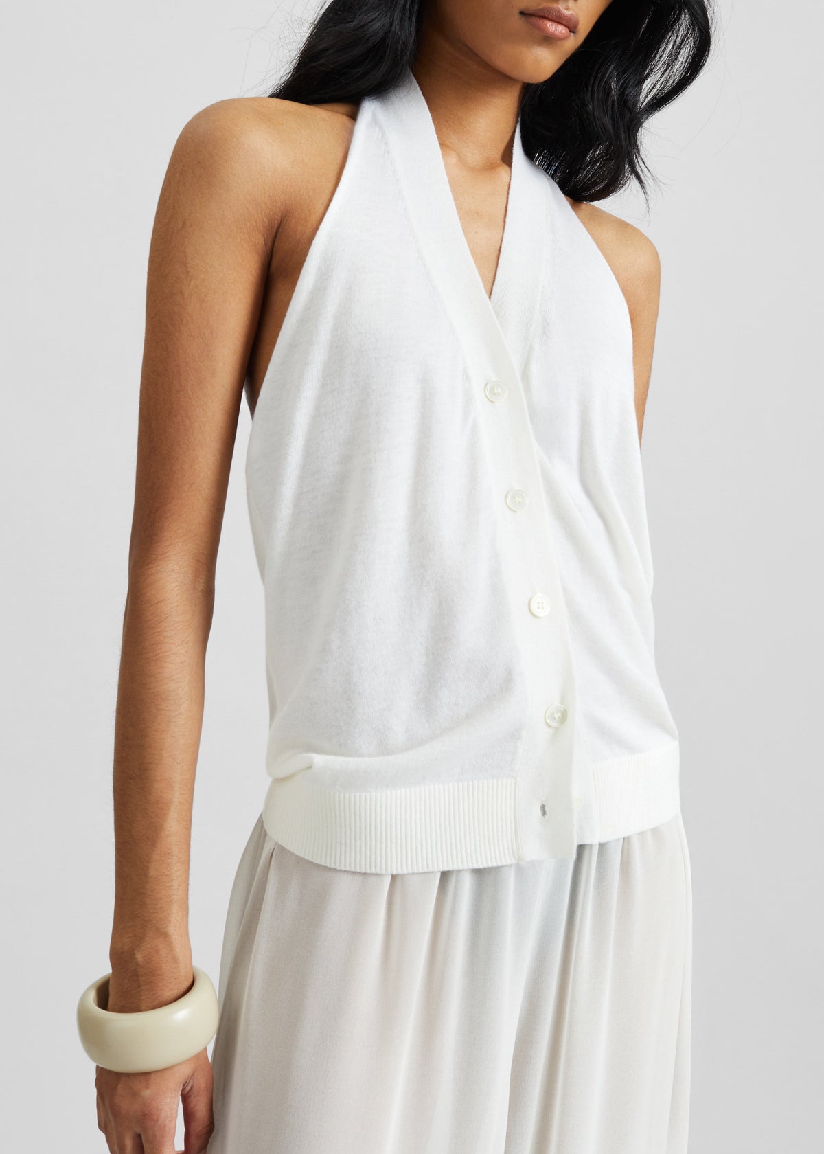 Nimi Knit Halter Top - White - 4