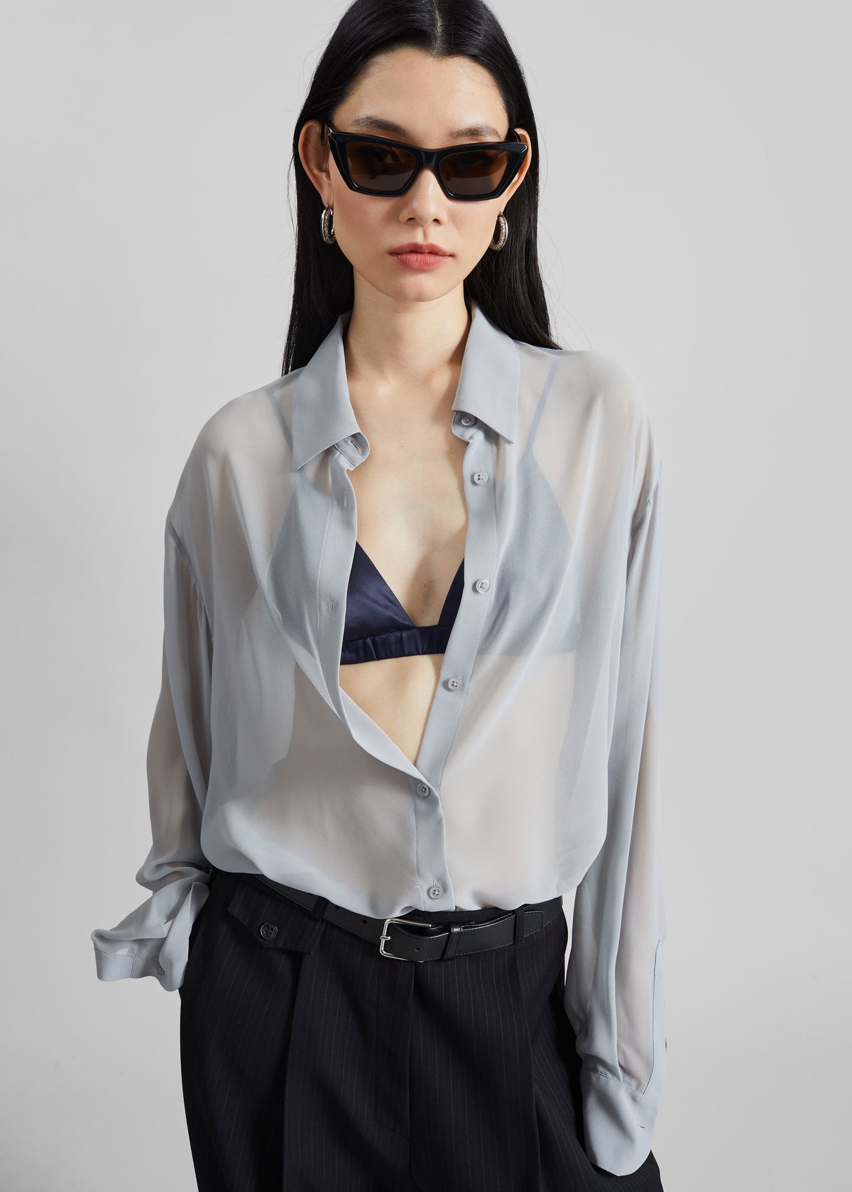 Nina Silk Bralette - Navy - 3