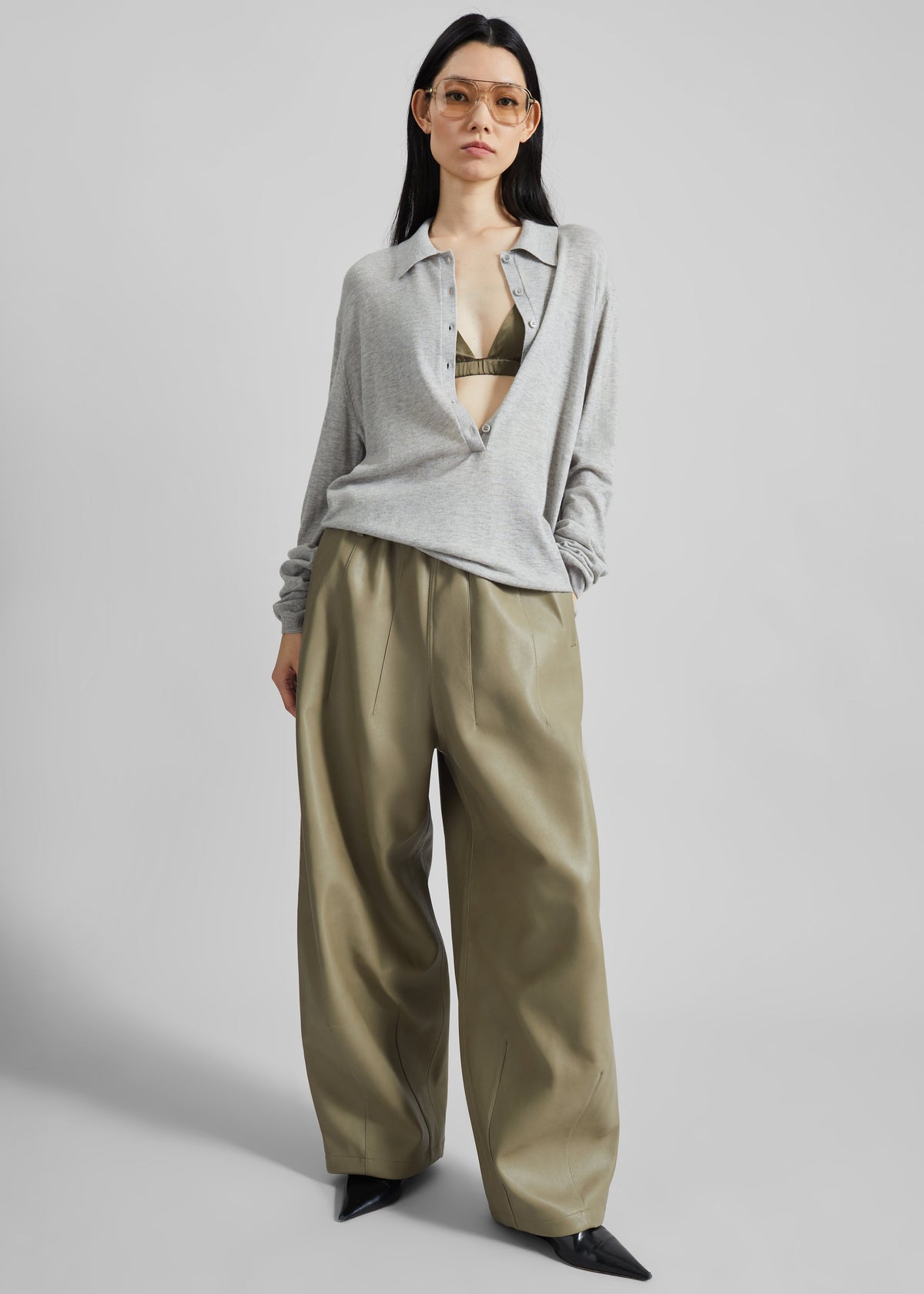 Nina Silk Bralette - Olive - 2