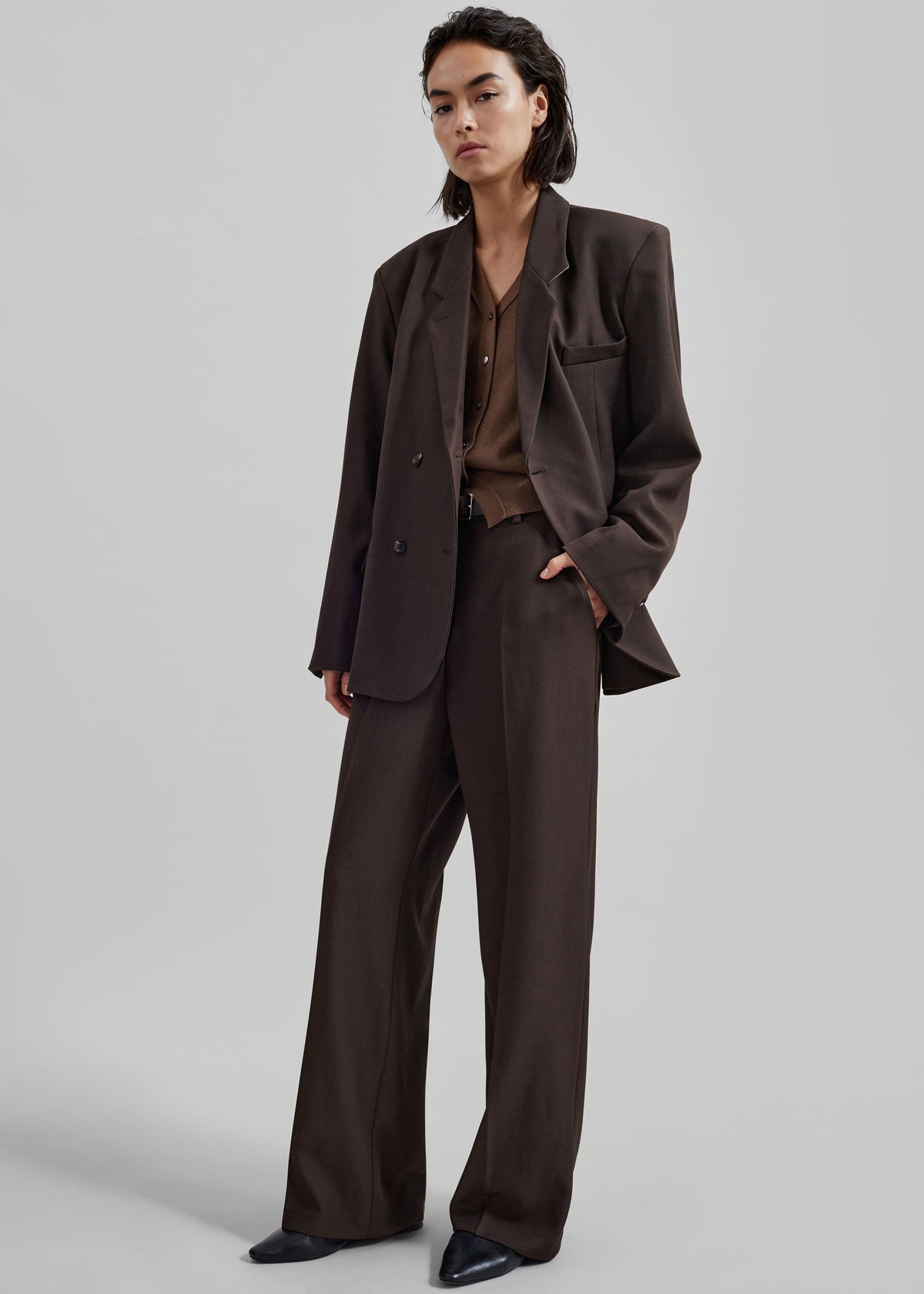 Shop the look image for Nisha Pintuck Trousers - Brown