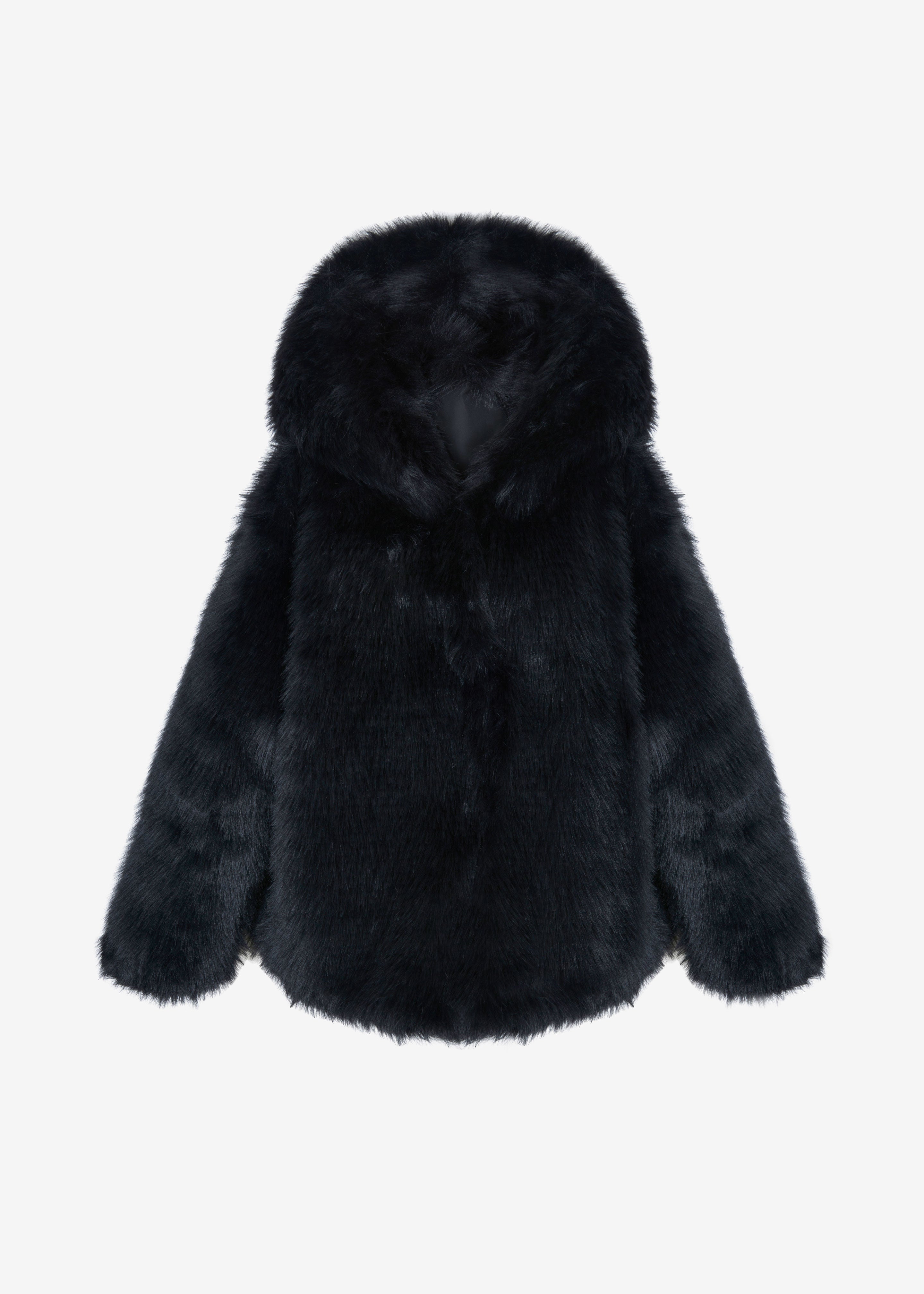 Nivala Faux Fur Hooded Jacket - Black - 9