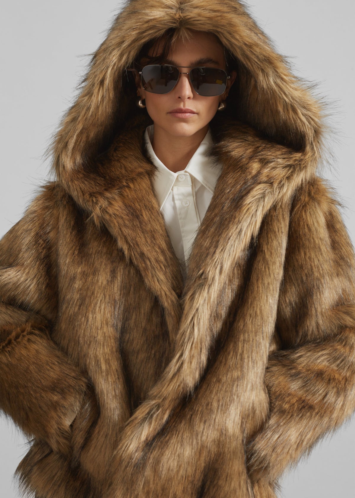 Nivala Faux Fur Hooded Jacket - Camel - 3