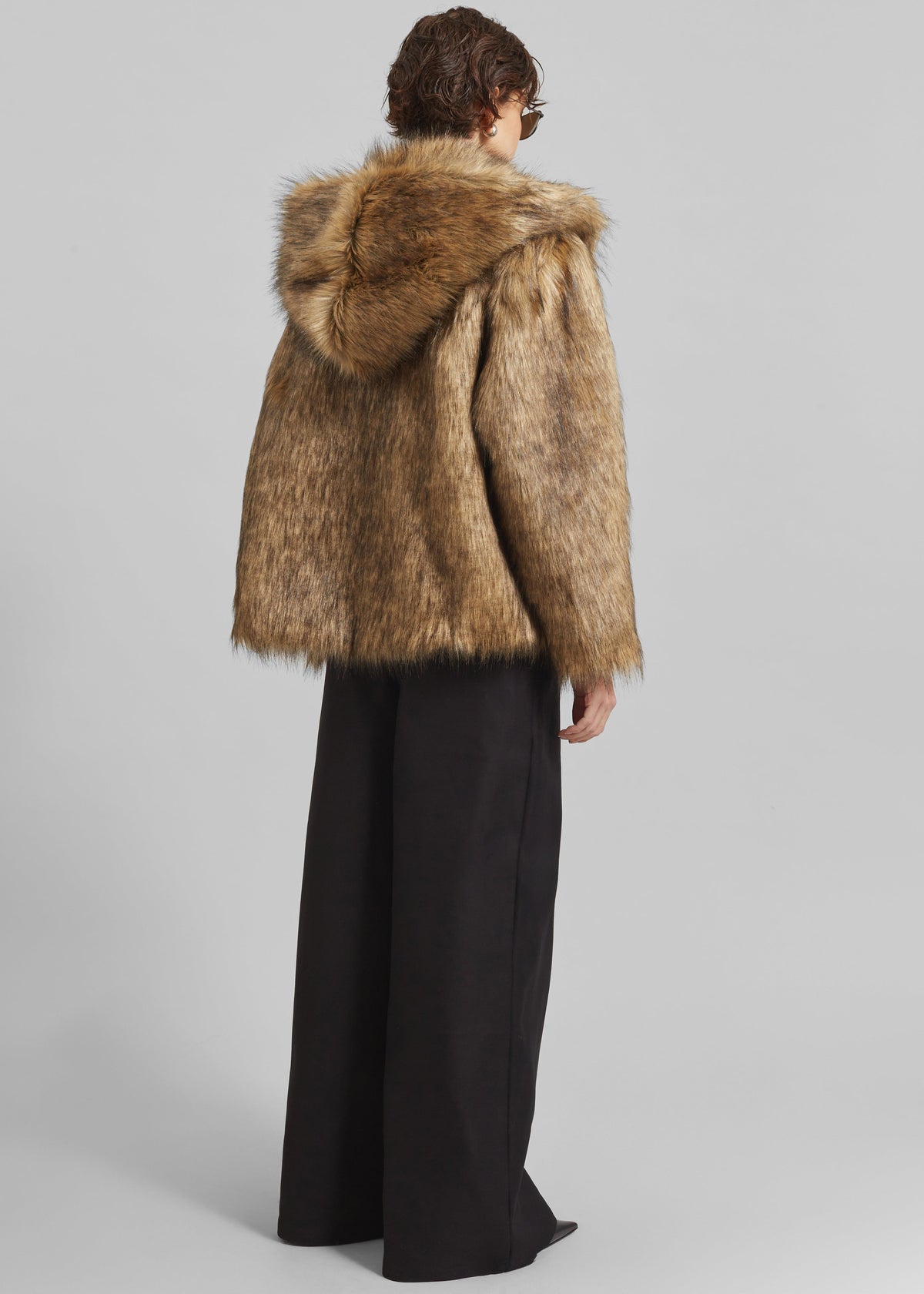 Nivala Faux Fur Hooded Jacket - Camel - 13