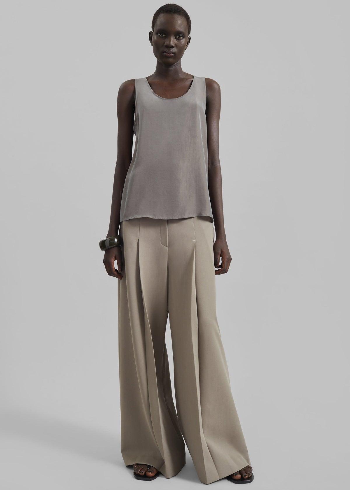 Nivee Lustrous Boxy Tank - Dark Taupe - 2