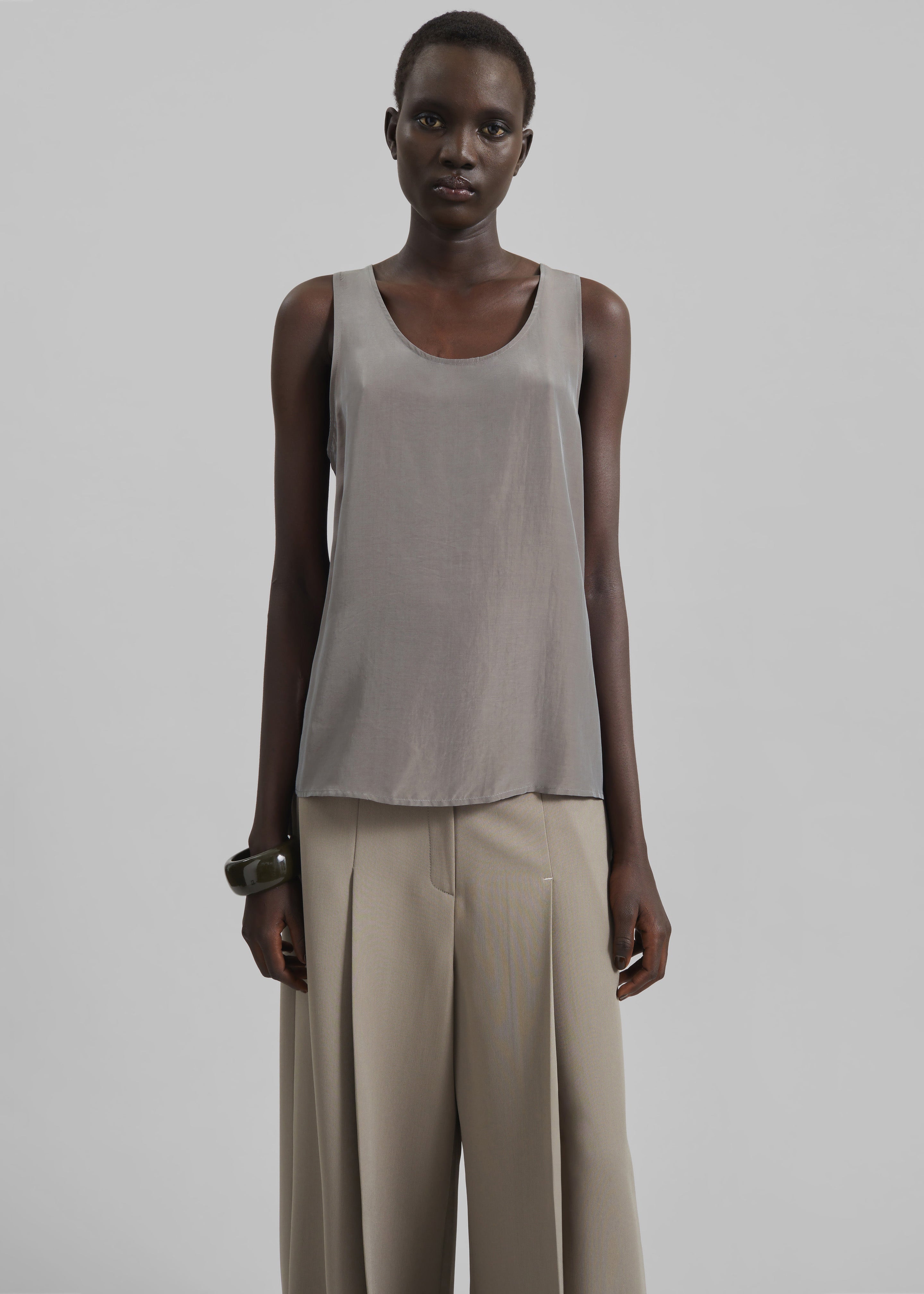 Nivee Lustrous Boxy Tank - Dark Taupe - 4