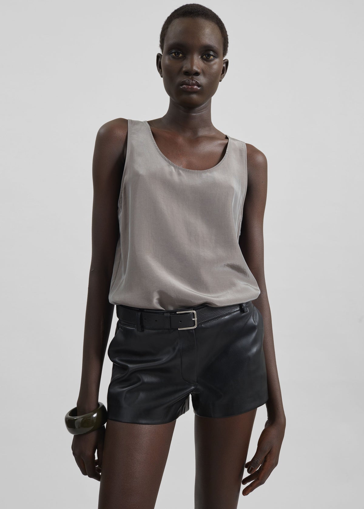 Nivee Lustrous Boxy Tank - Dark Taupe - 1