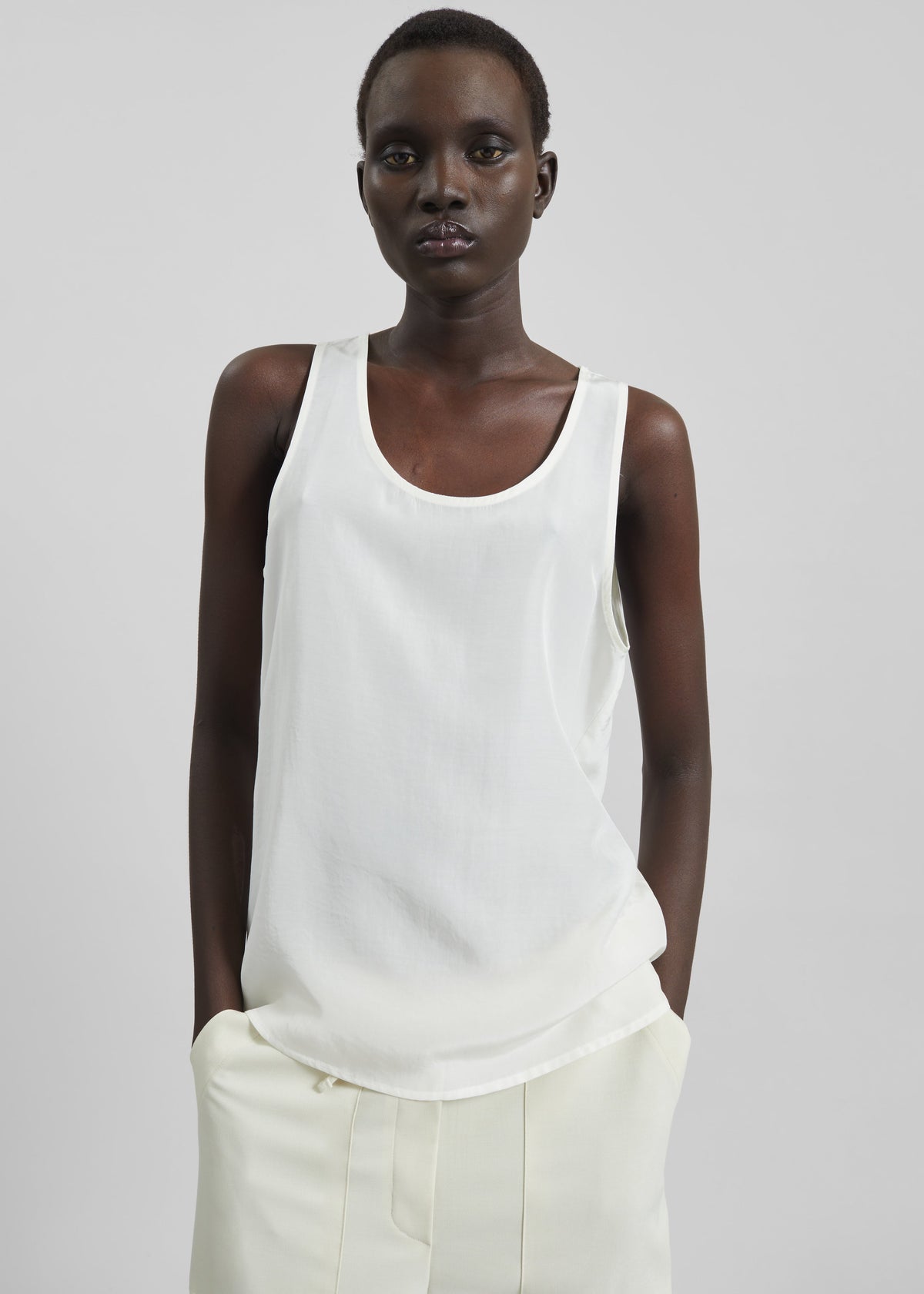 Nivee Lustrous Boxy Tank - Ivory - 4