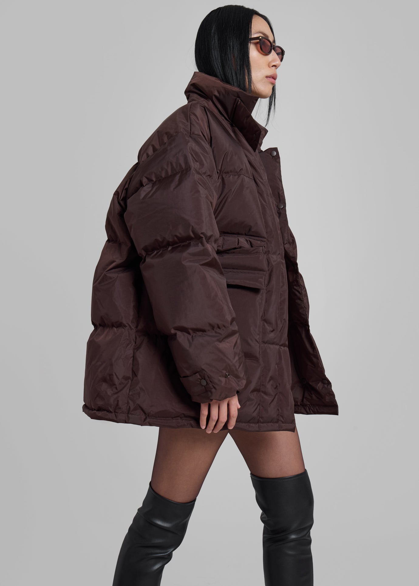 Nixa Puffer Jacket - Brown - 1