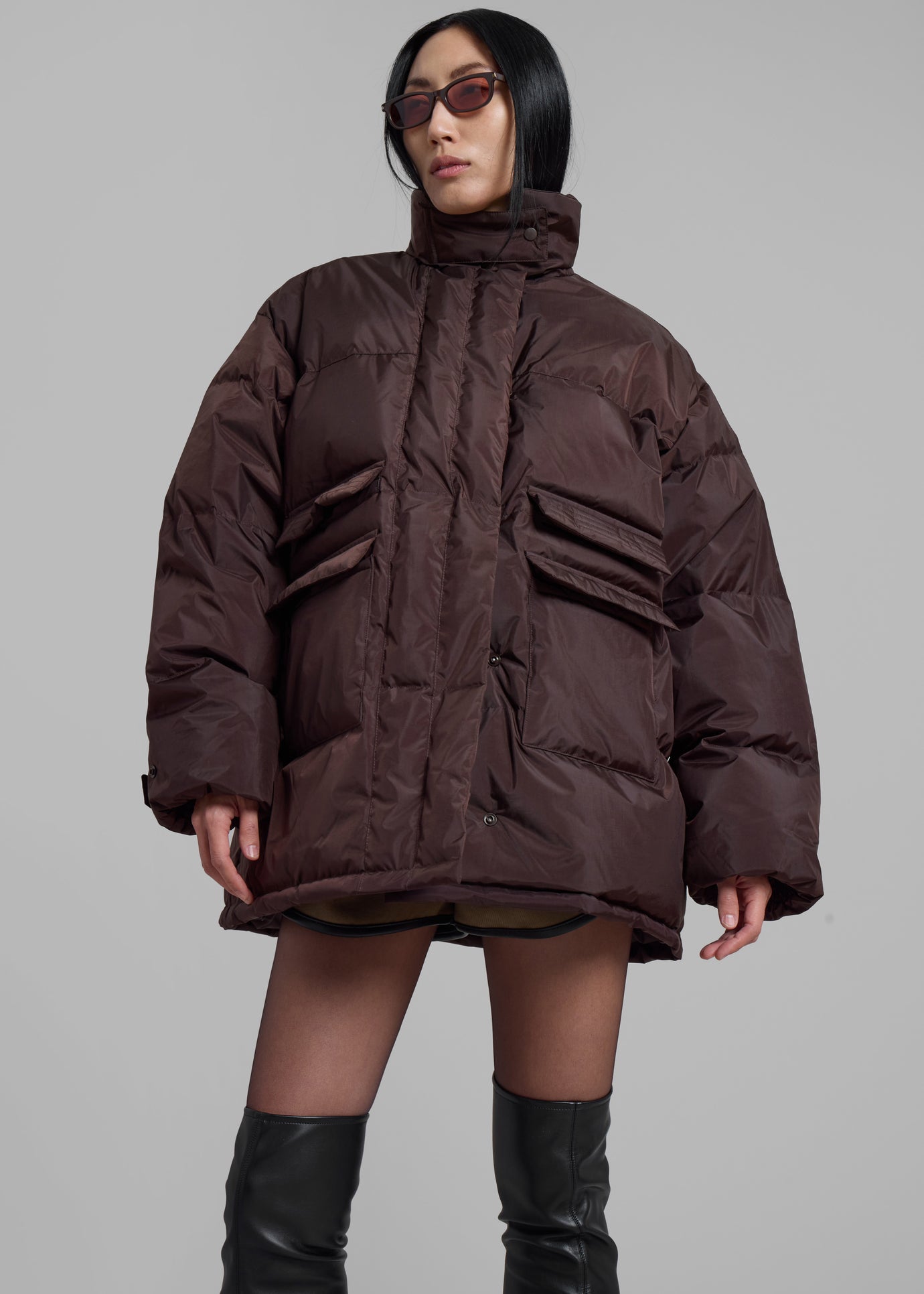 Nixa Puffer Jacket - Brown - 1