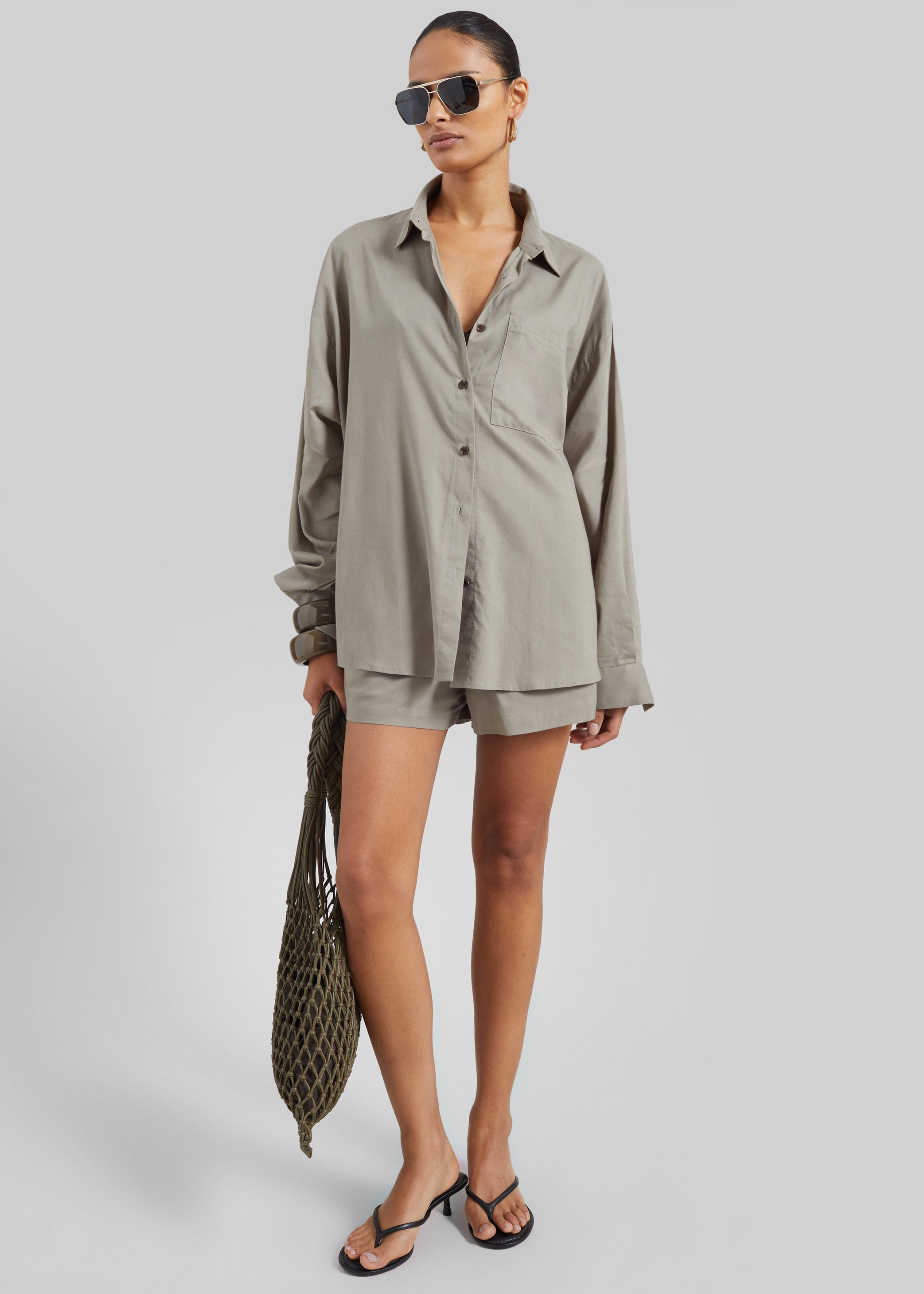 Shop the look image for Noja Fluid Shirt - Pale Olive