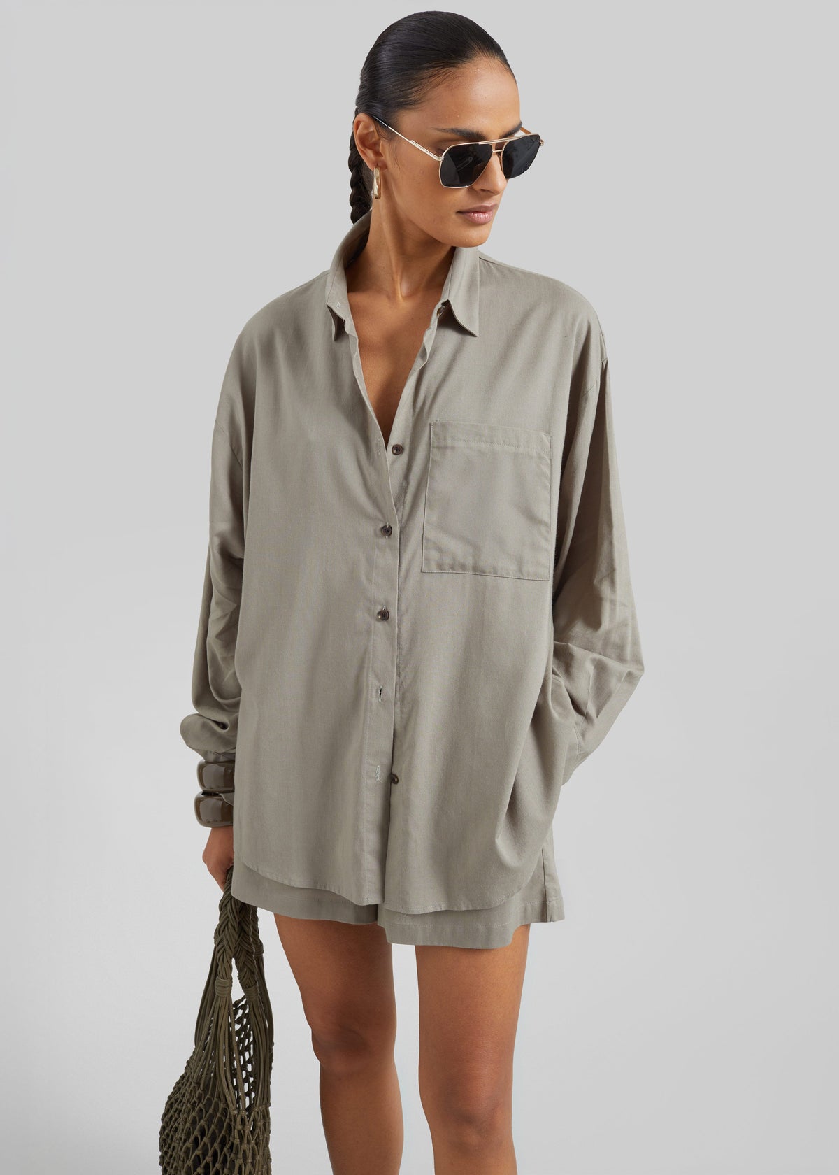 Noja Fluid Shirt - Pale Olive - 2