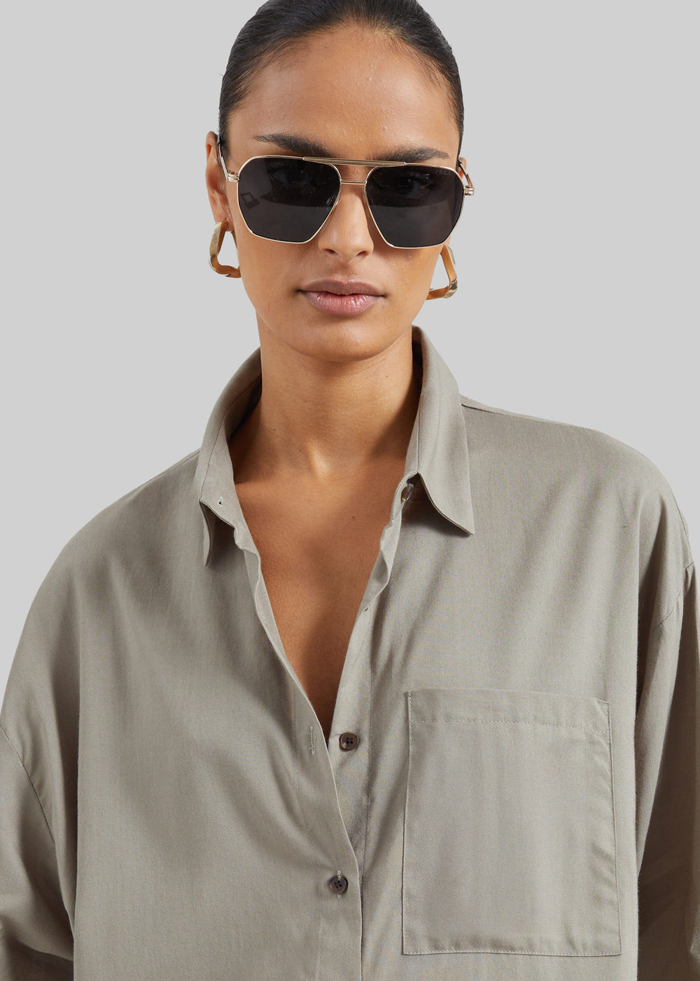 Noja Fluid Shirt - Pale Olive - 1