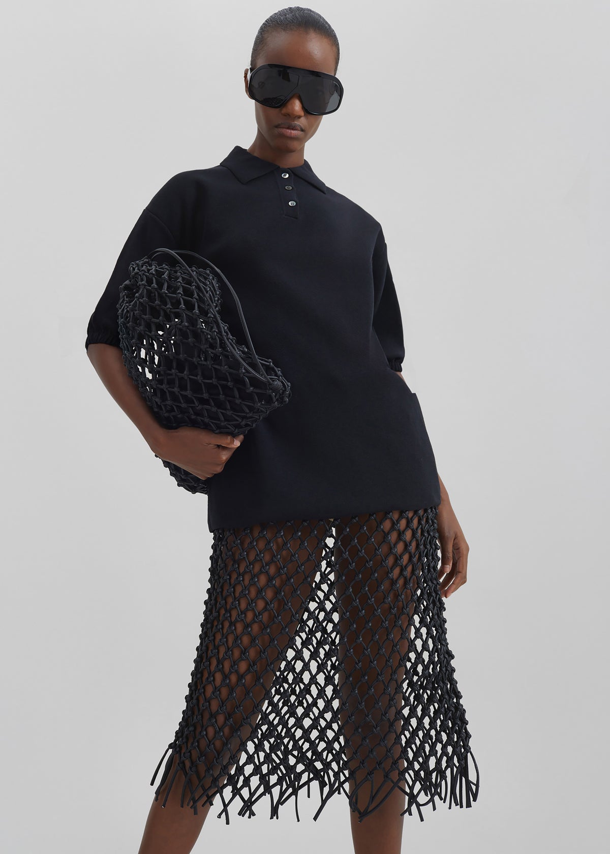 Nola Knit Polo Top - Black - 5