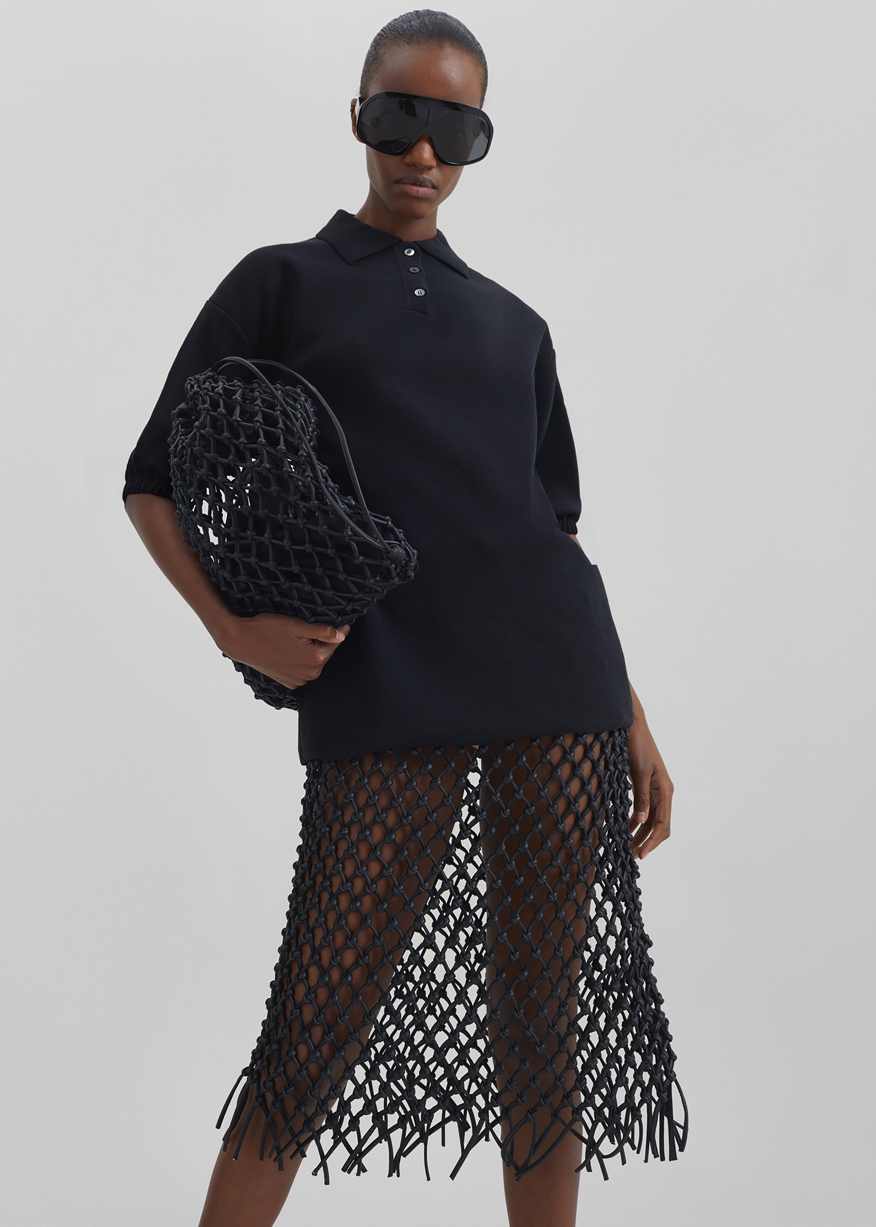 Nola Knit Polo Top - Black - 5