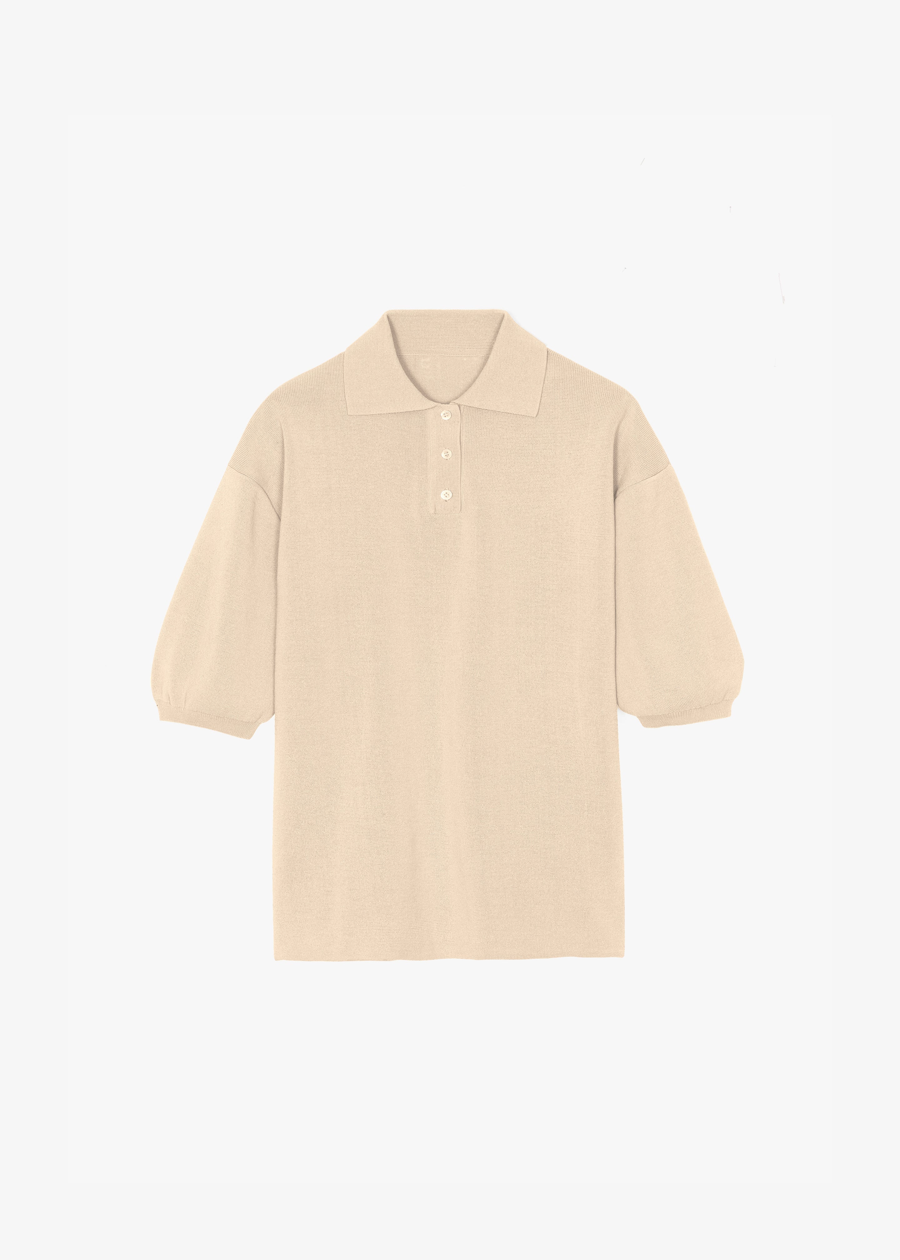 Nola Knit Polo Top - Cream - 8