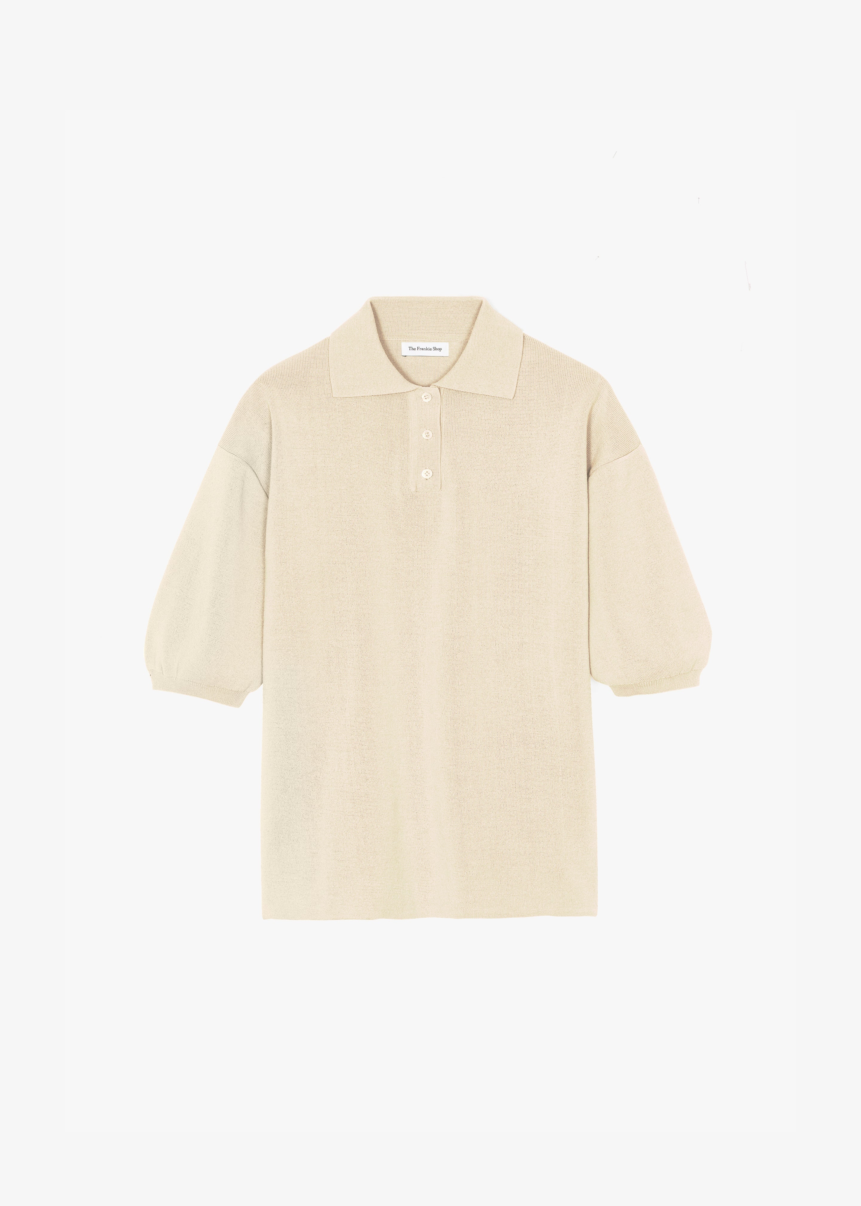 Nola Knit Polo Top - Cream - 8