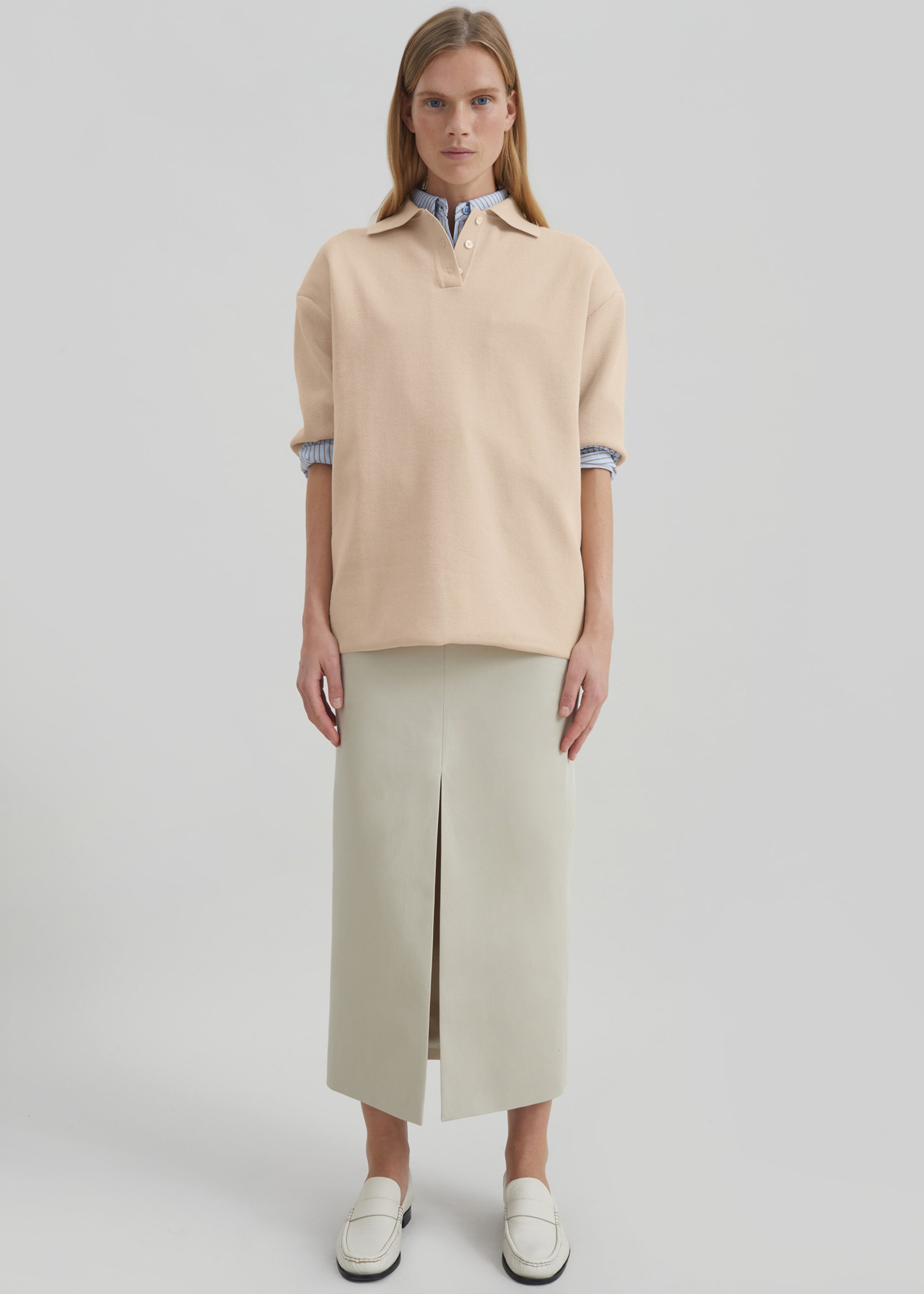 Nola Knit Polo Top - Cream - 3