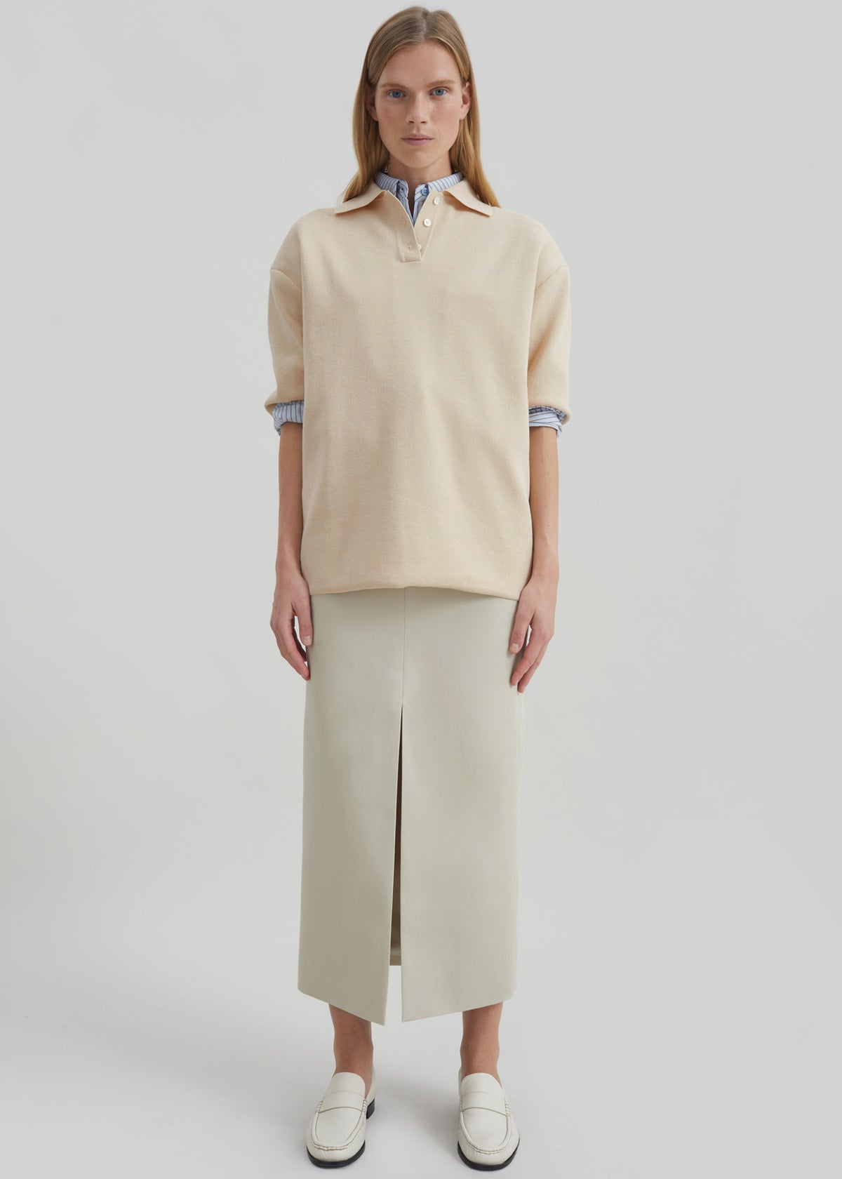 Nola Knit Polo Top - Cream - 3