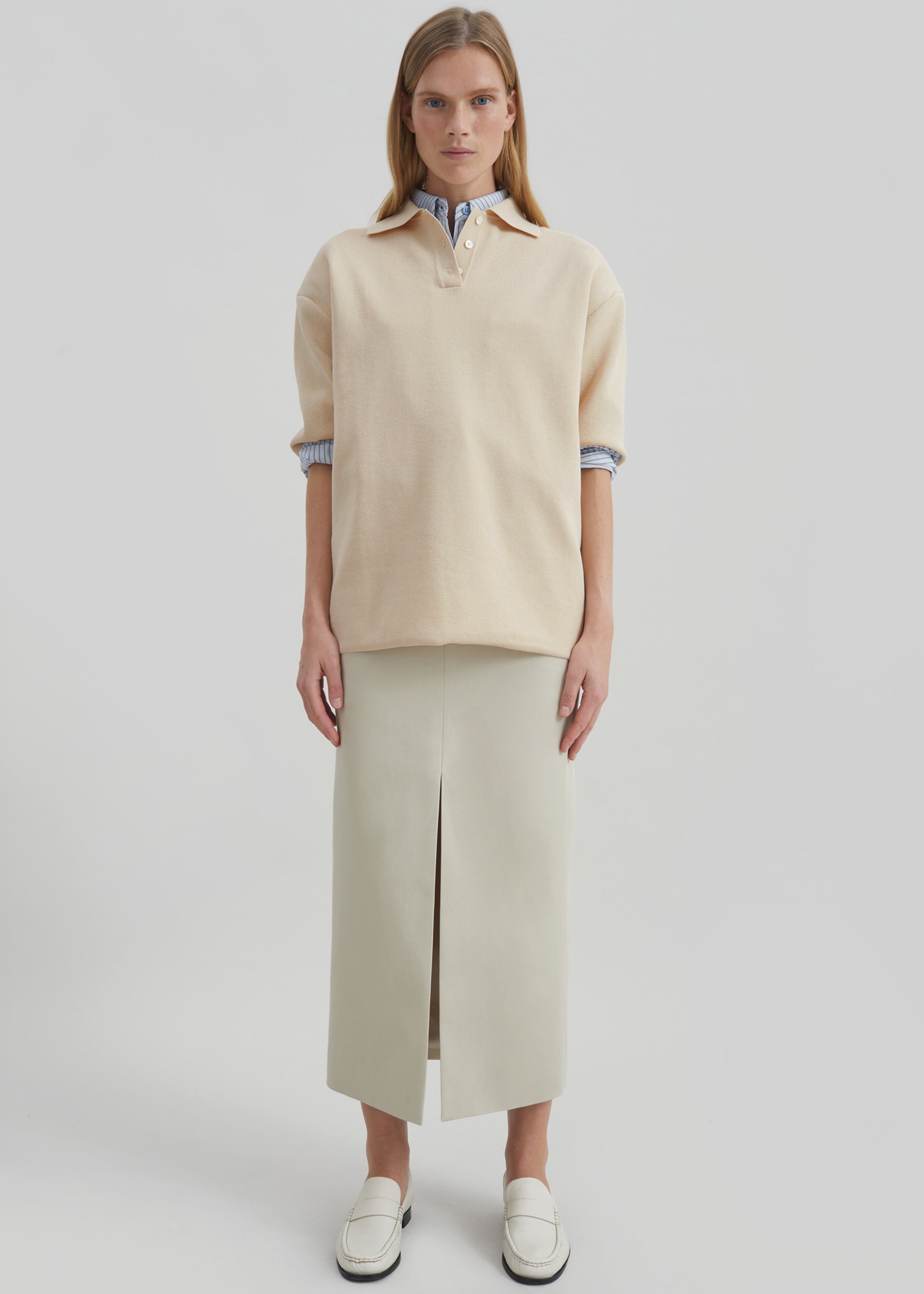 Nola Knit Polo Top - Cream - 3