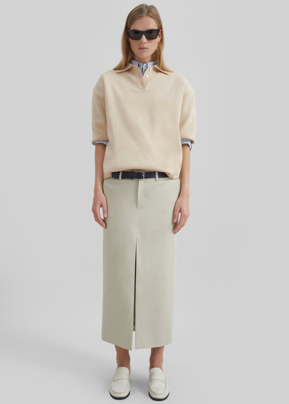 Nola Knit Polo Top - Cream - 1