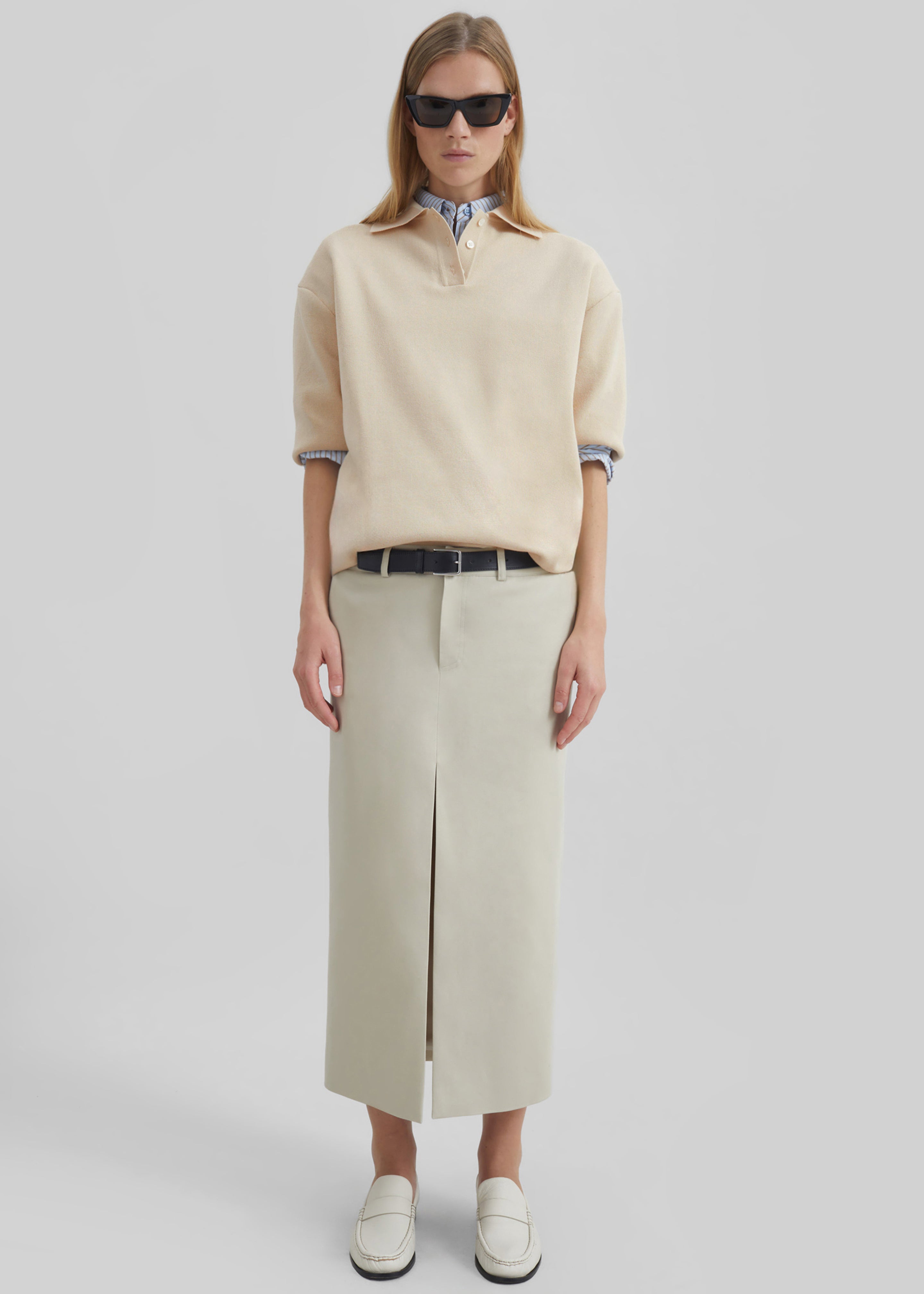 Nola Knit Polo Top - Cream - 1