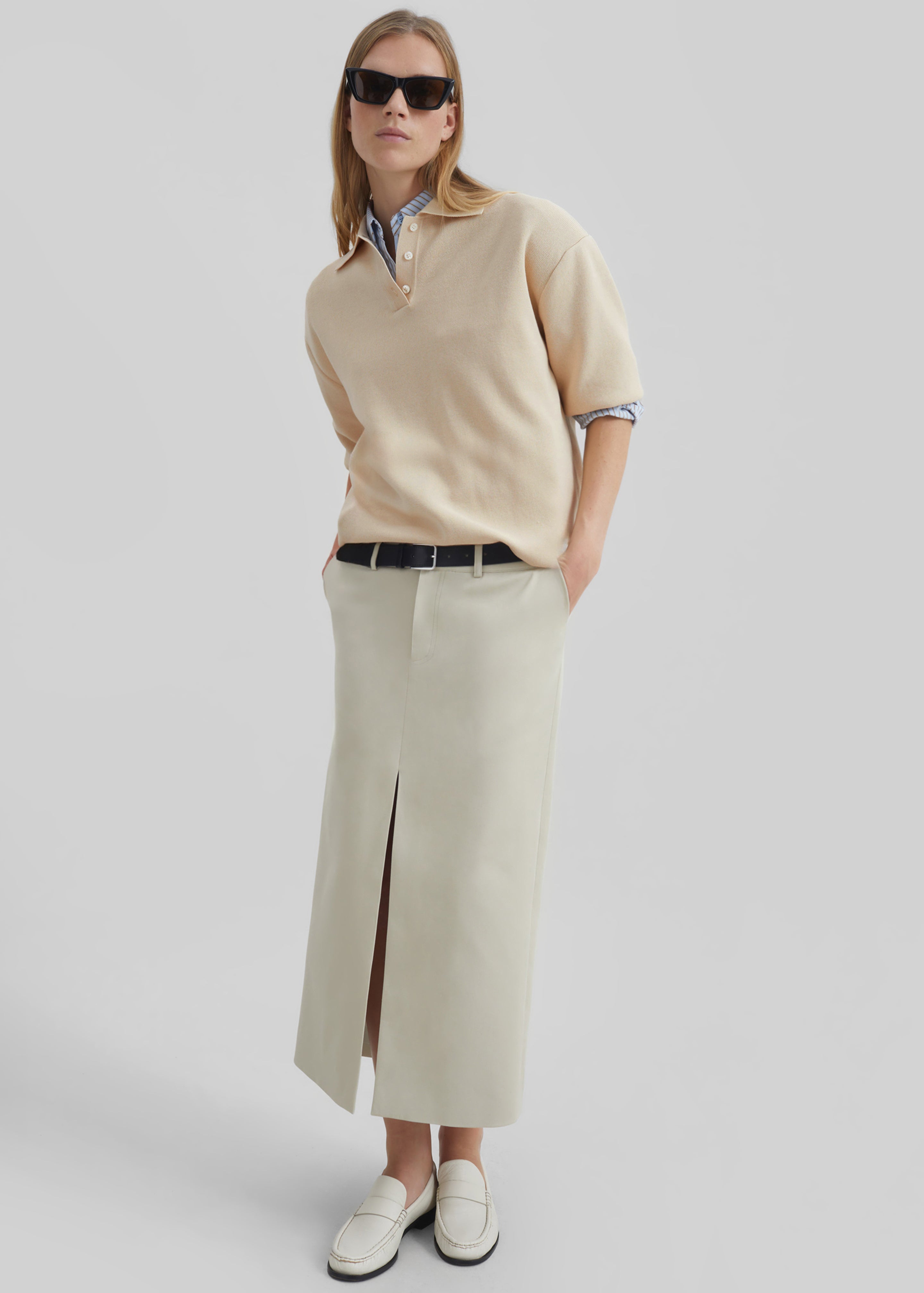 Nola Knit Polo Top - Cream - 5