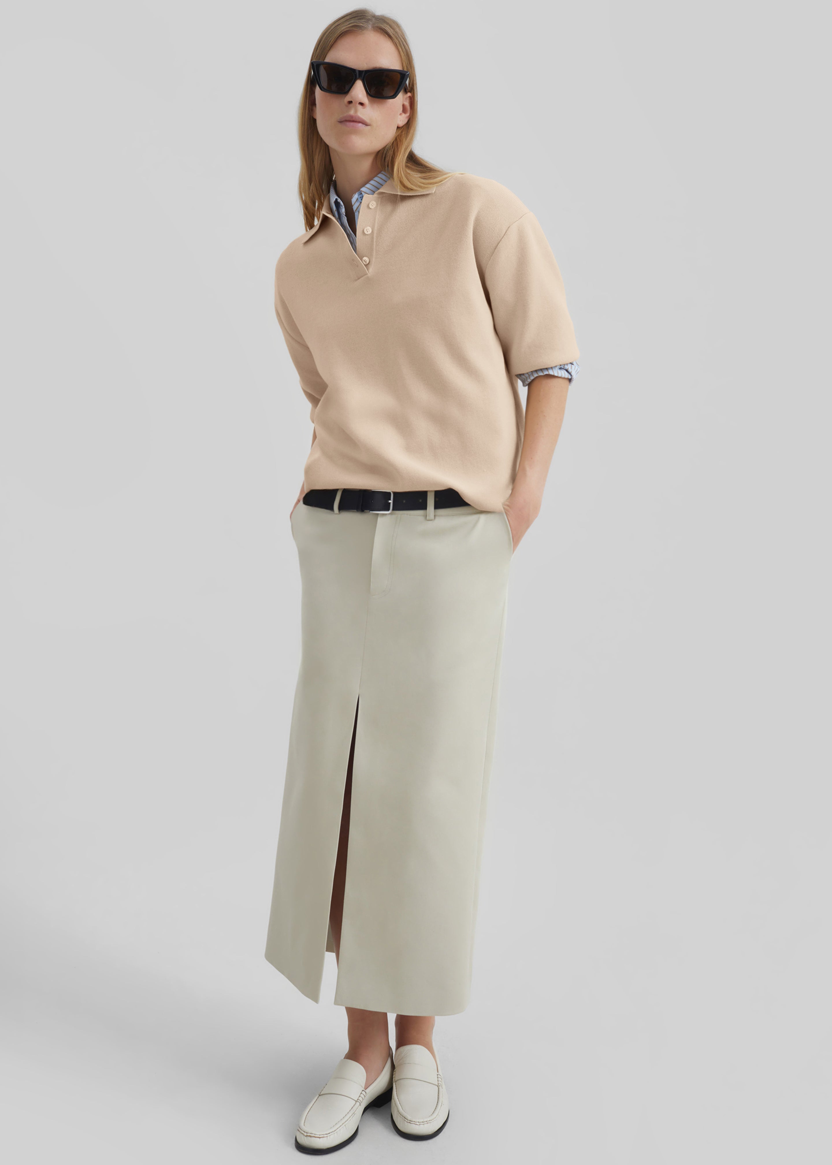 Nola Knit Polo Top - Cream - 5
