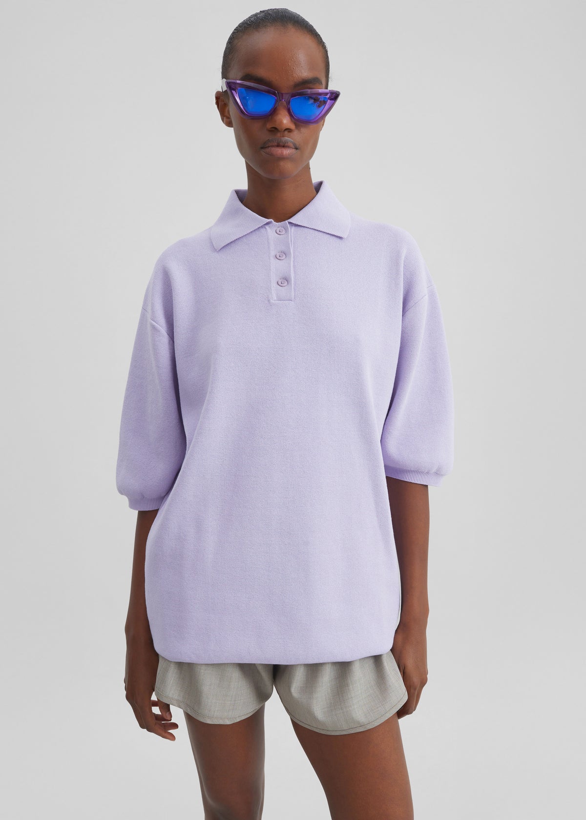 Nola Knit Polo Top - Lavender - 5