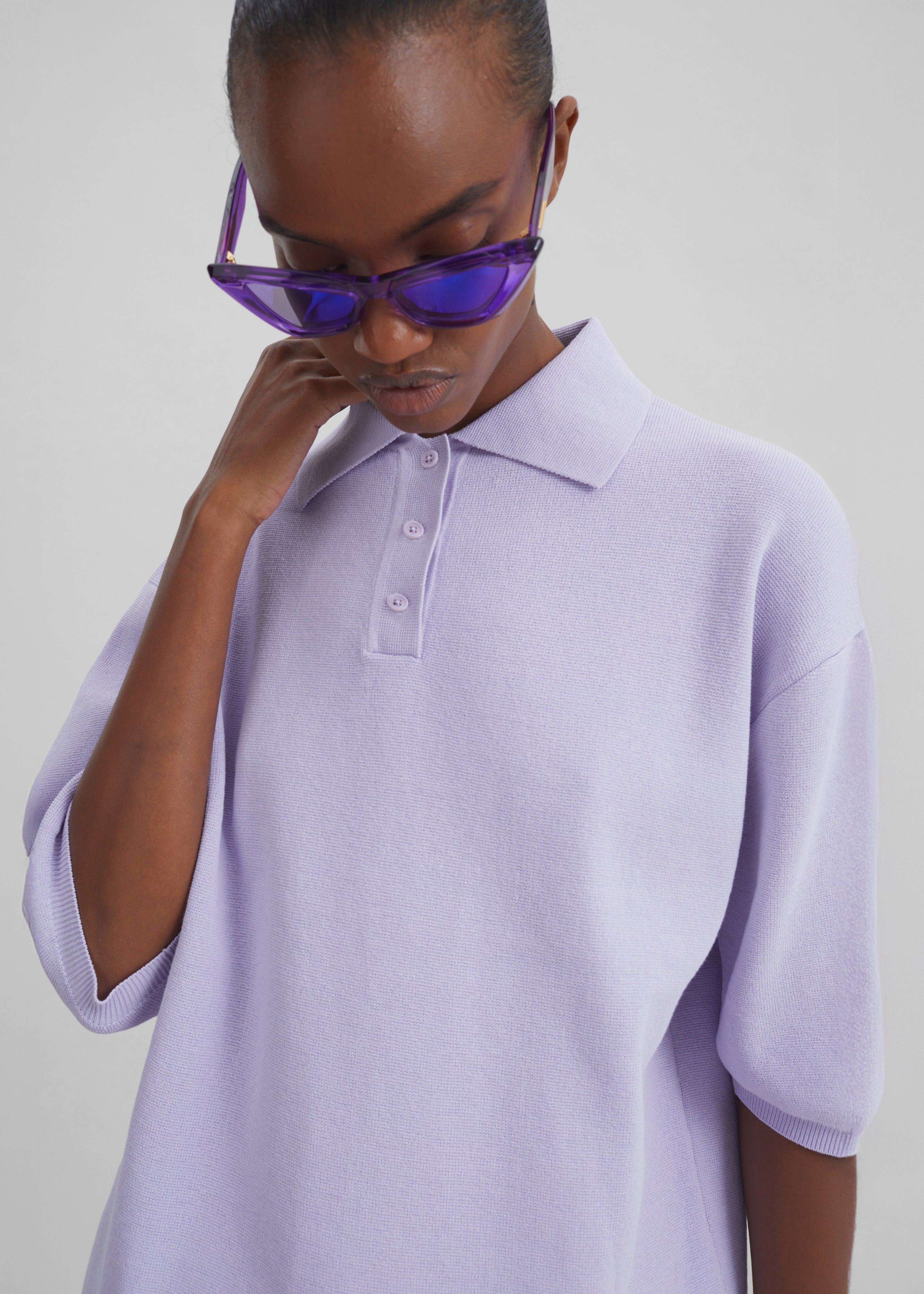 Nola Knit Polo Top - Lavender – The Frankie Shop Europe