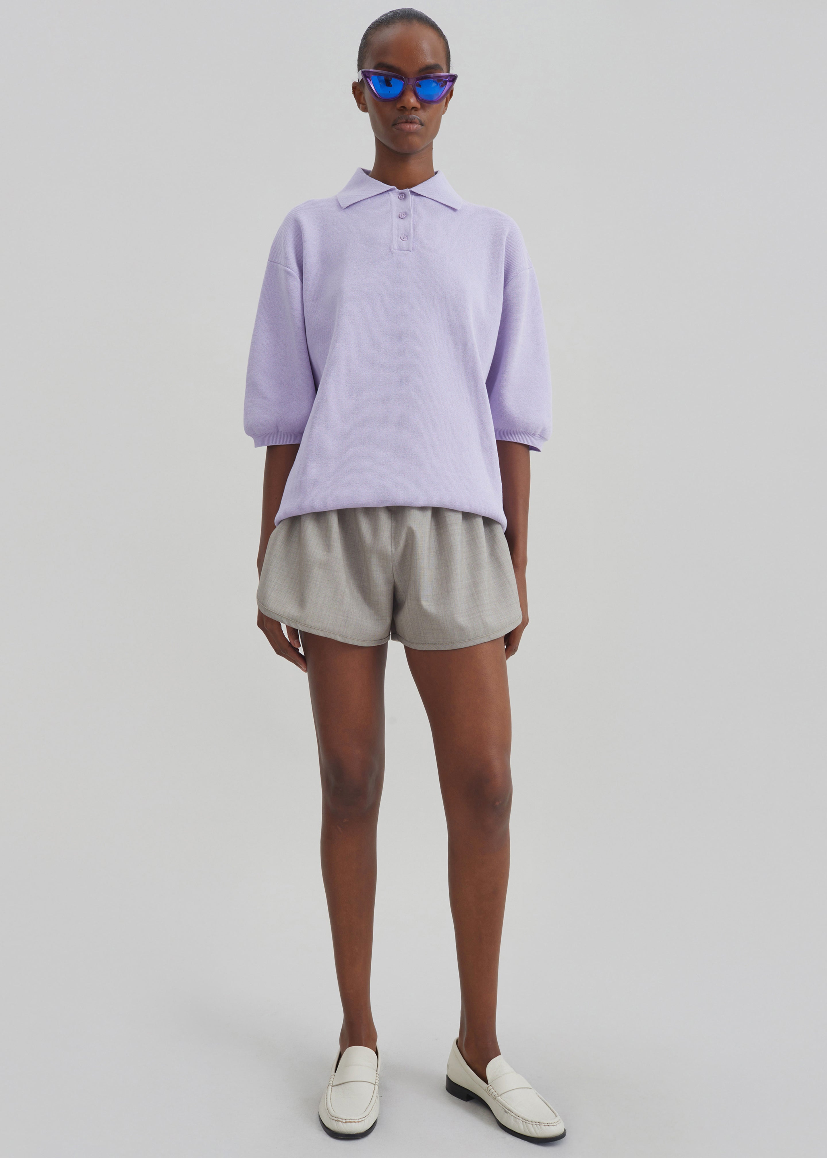 Nola Knit Polo Top - Lavender - 1