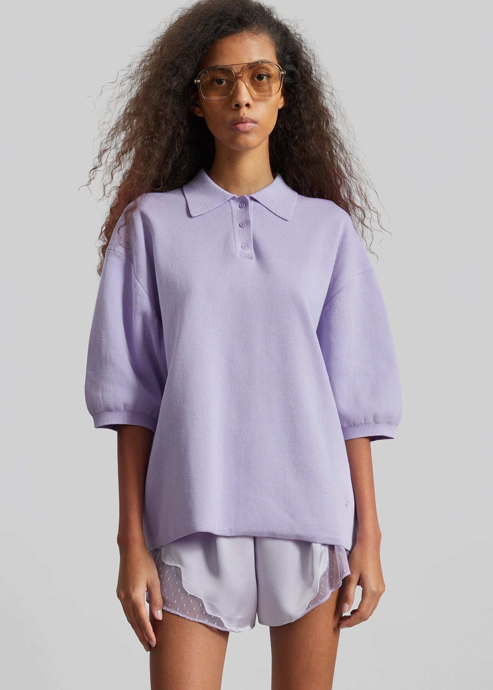Nola Knit Polo Top - Lavender – The Frankie Shop Europe