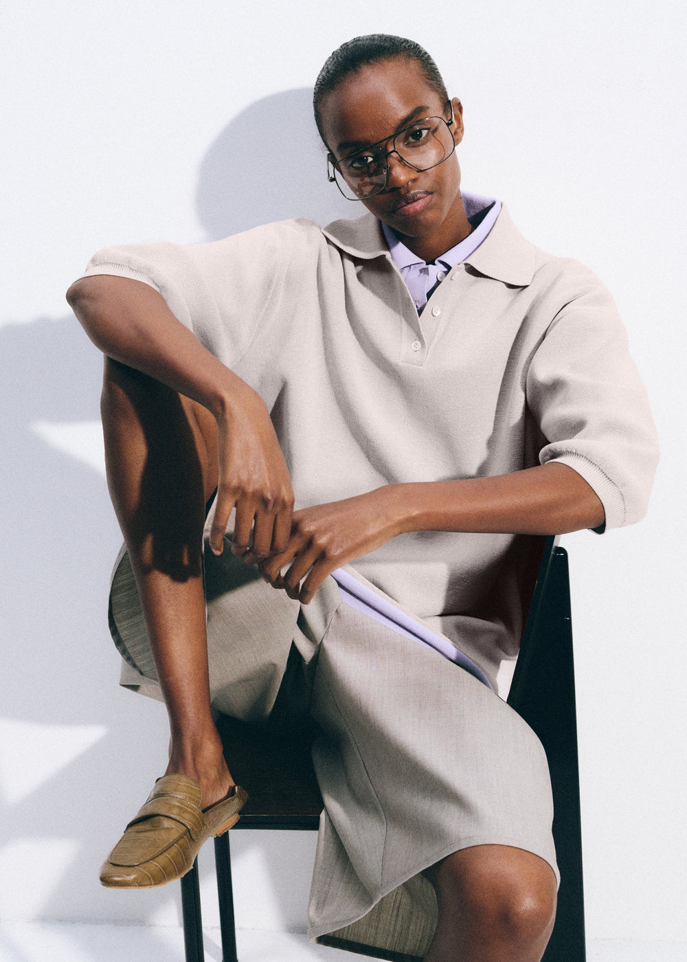 Nola Knit Polo Top - Slate Grey