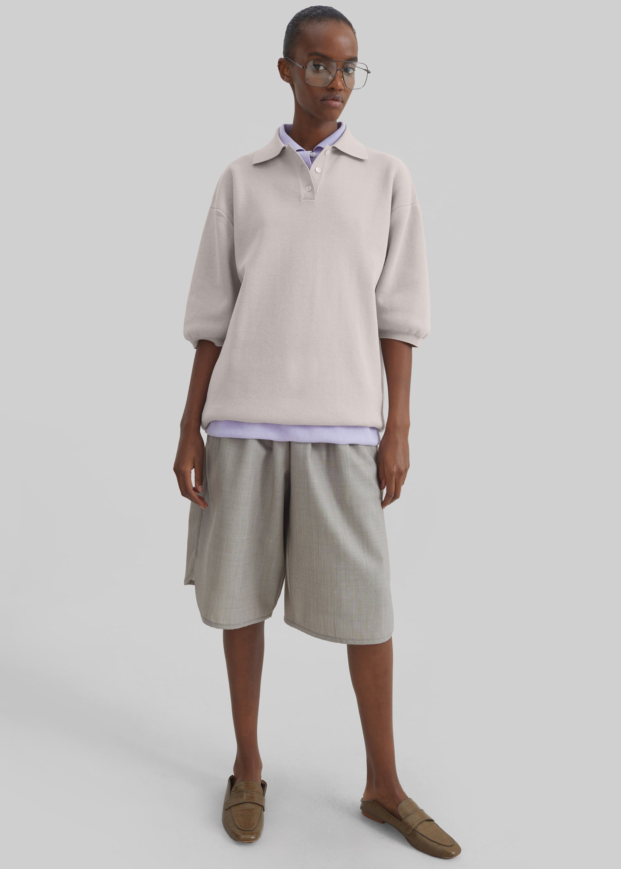 Shop the look image for Nola Knit Polo Top - Slate Grey