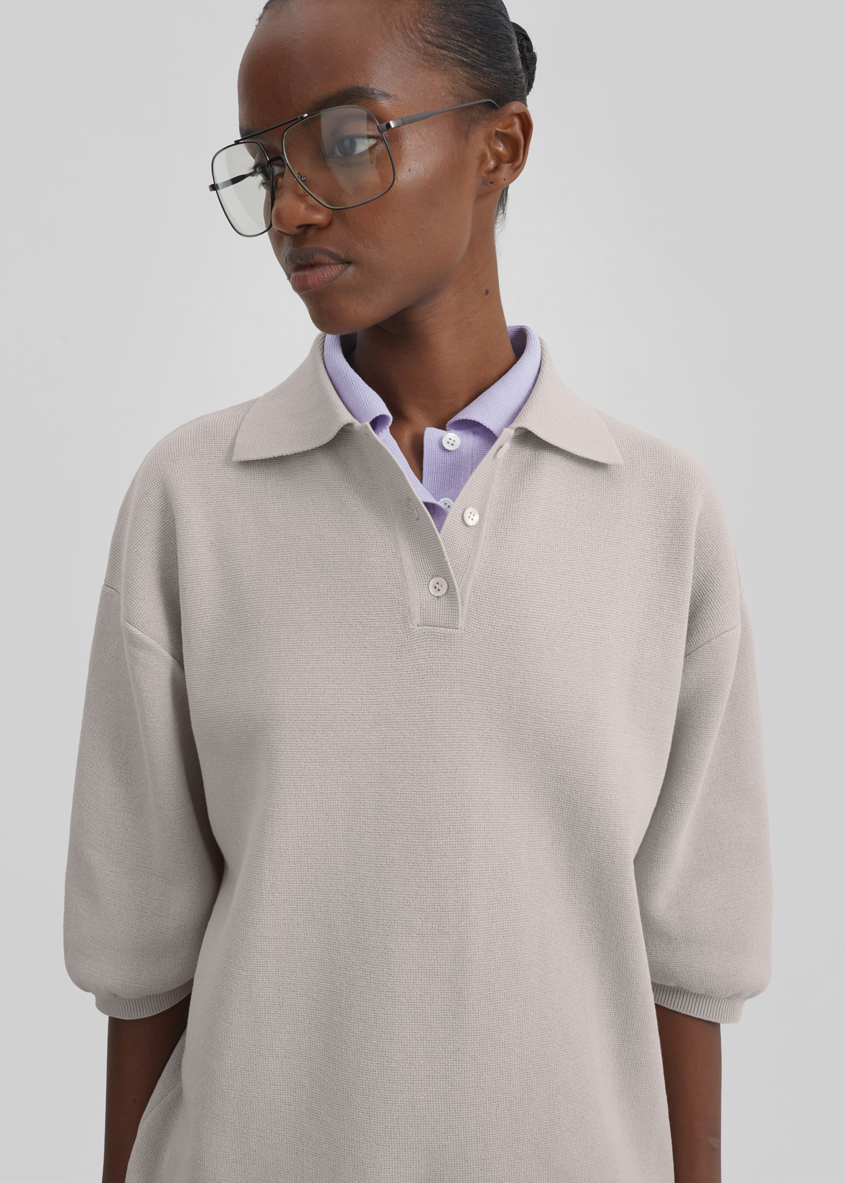 Nola Knit Polo Top - Slate Grey – The Frankie Shop Europe