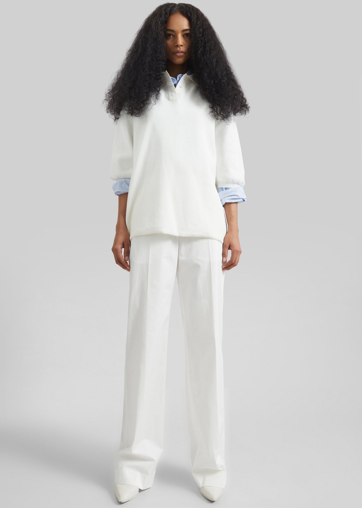 Nola Knit Polo Top - White - 4