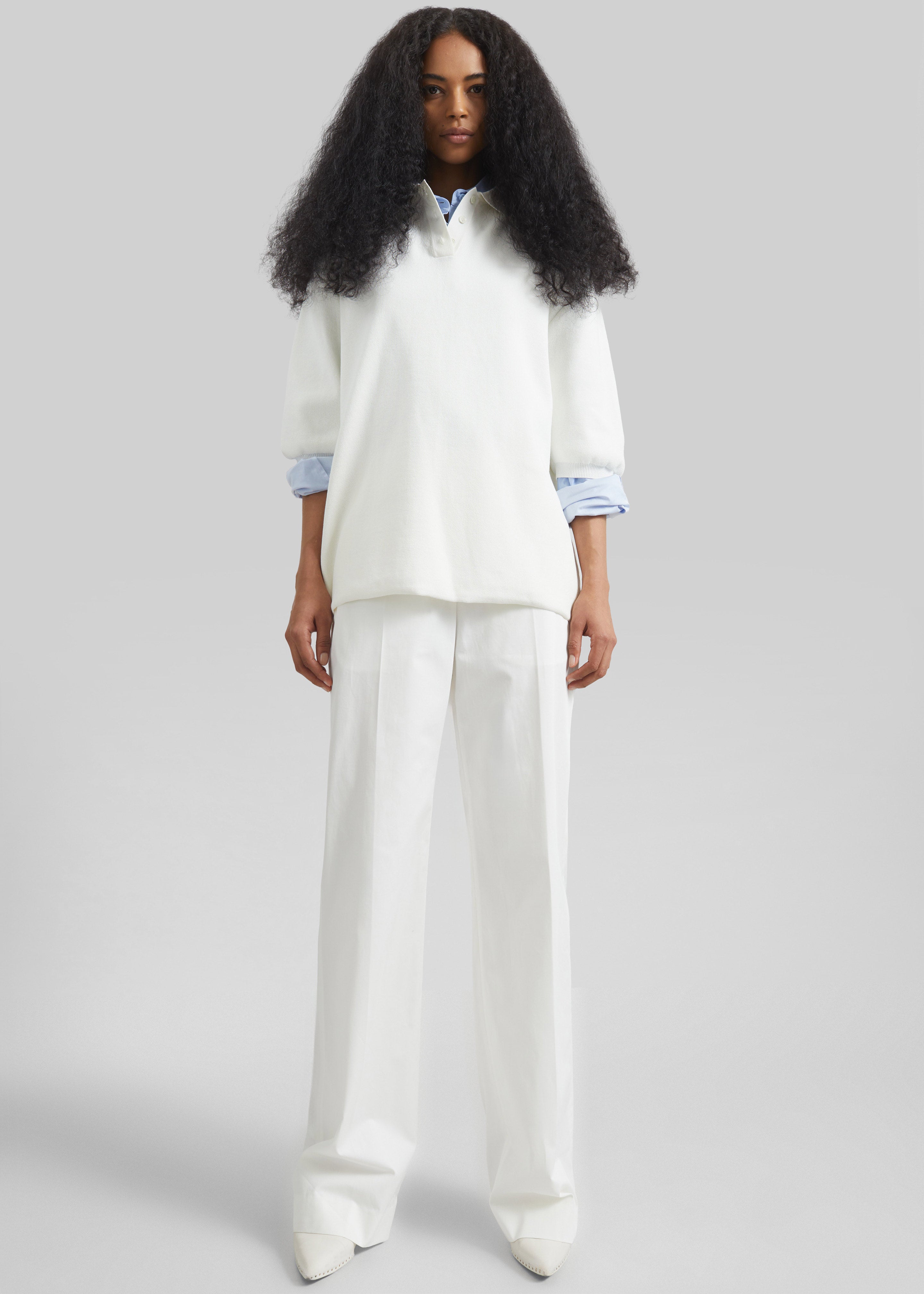 Nola Knit Polo Top - White - 4