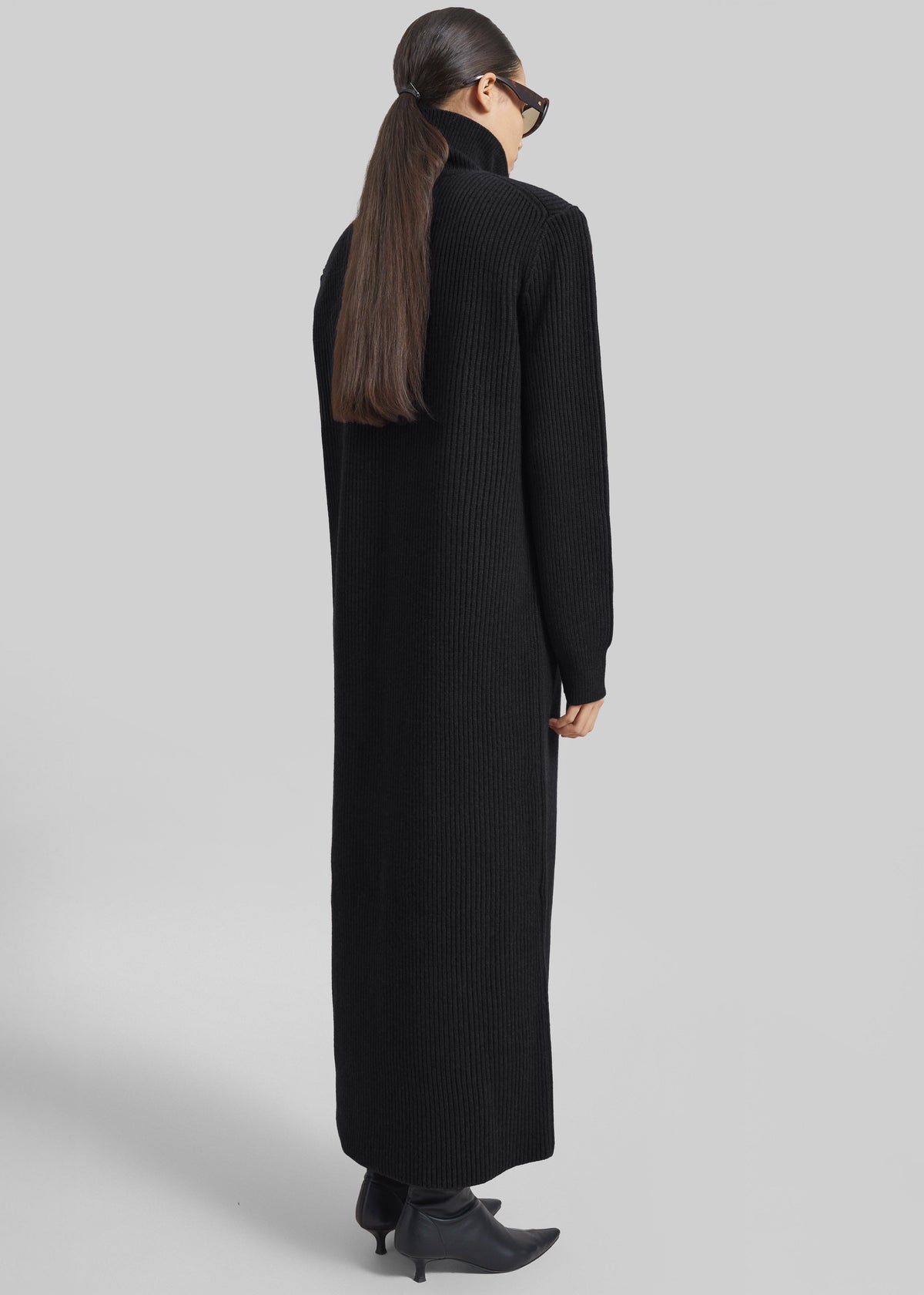 Nolia Knit Long Cardigan Dress - Black