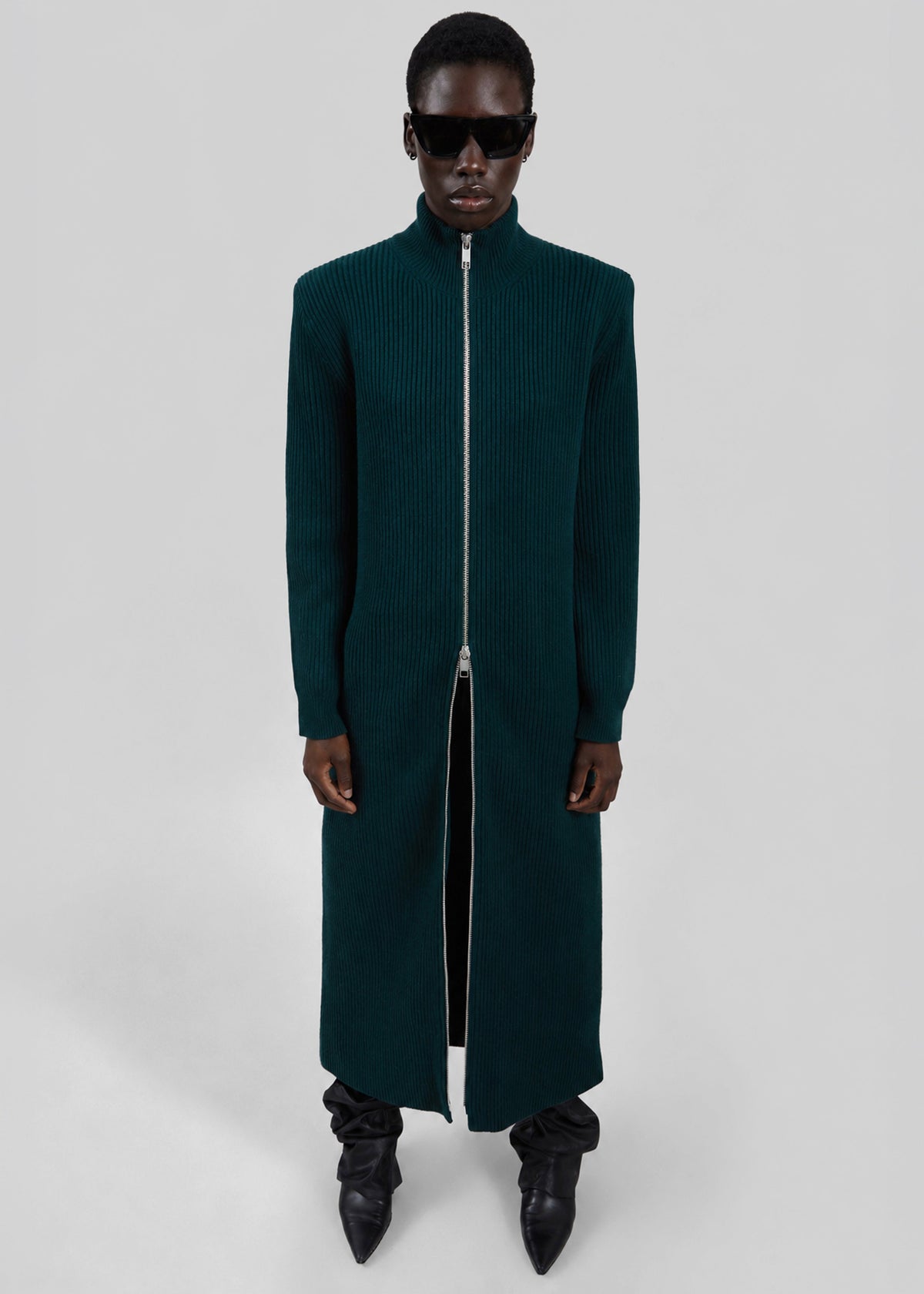 Robe cardigan longue Nolia en maille - Vert bouteille