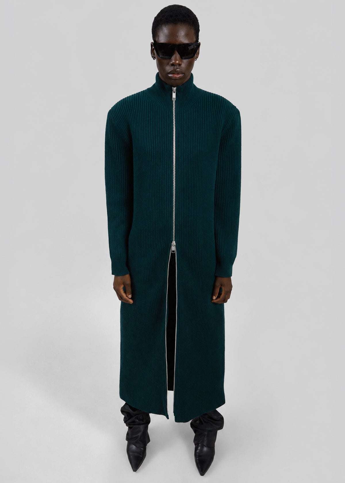 Nolia Knit Long Cardigan Dress - Bottle Green - 5