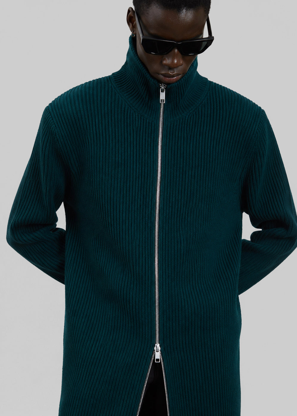 Nolia Knit Long Cardigan Dress - Bottle Green - 1