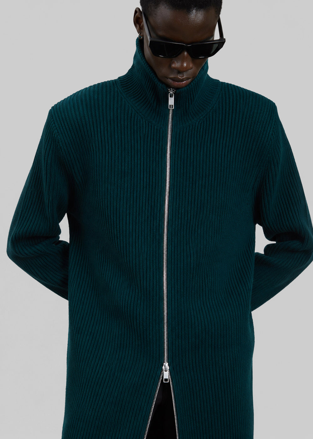 Robe cardigan longue Nolia en maille - Vert bouteille - 1