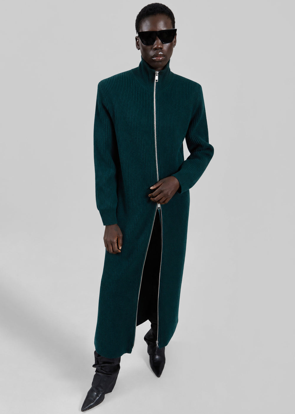 Robe cardigan longue Nolia en maille - Vert bouteille