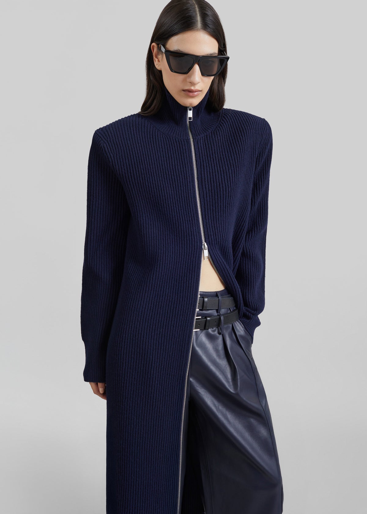 Nolia Knit Long Cardigan Dress - Navy