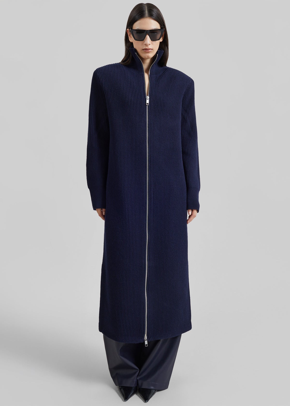 Nolia Knit Long Cardigan Dress - Navy