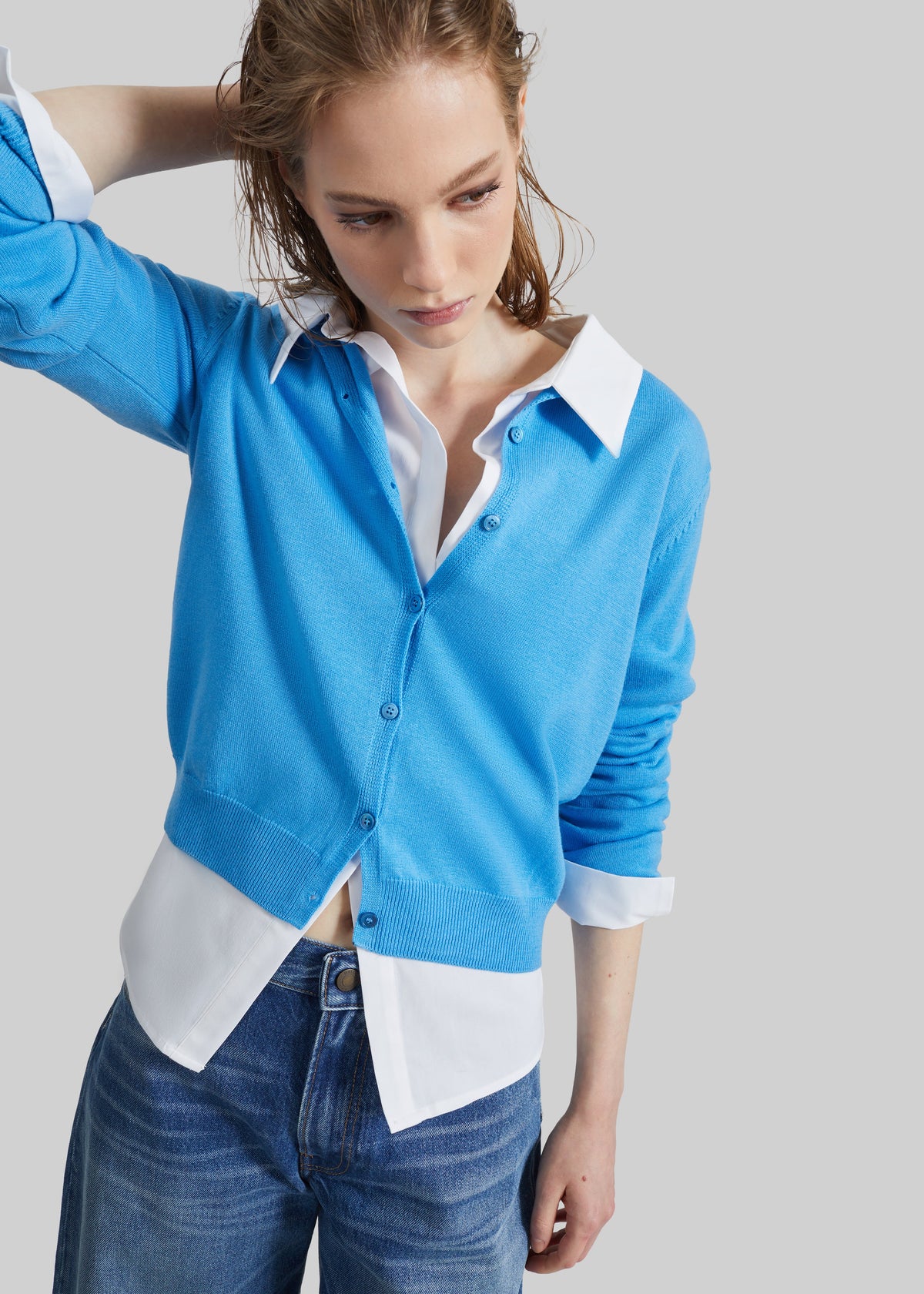 Nomi Thin Knit Cardigan - Blue